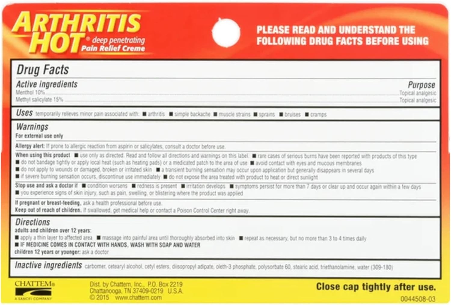 Arthritis Hot Pain Relief Creme 3 oz Pack of 2