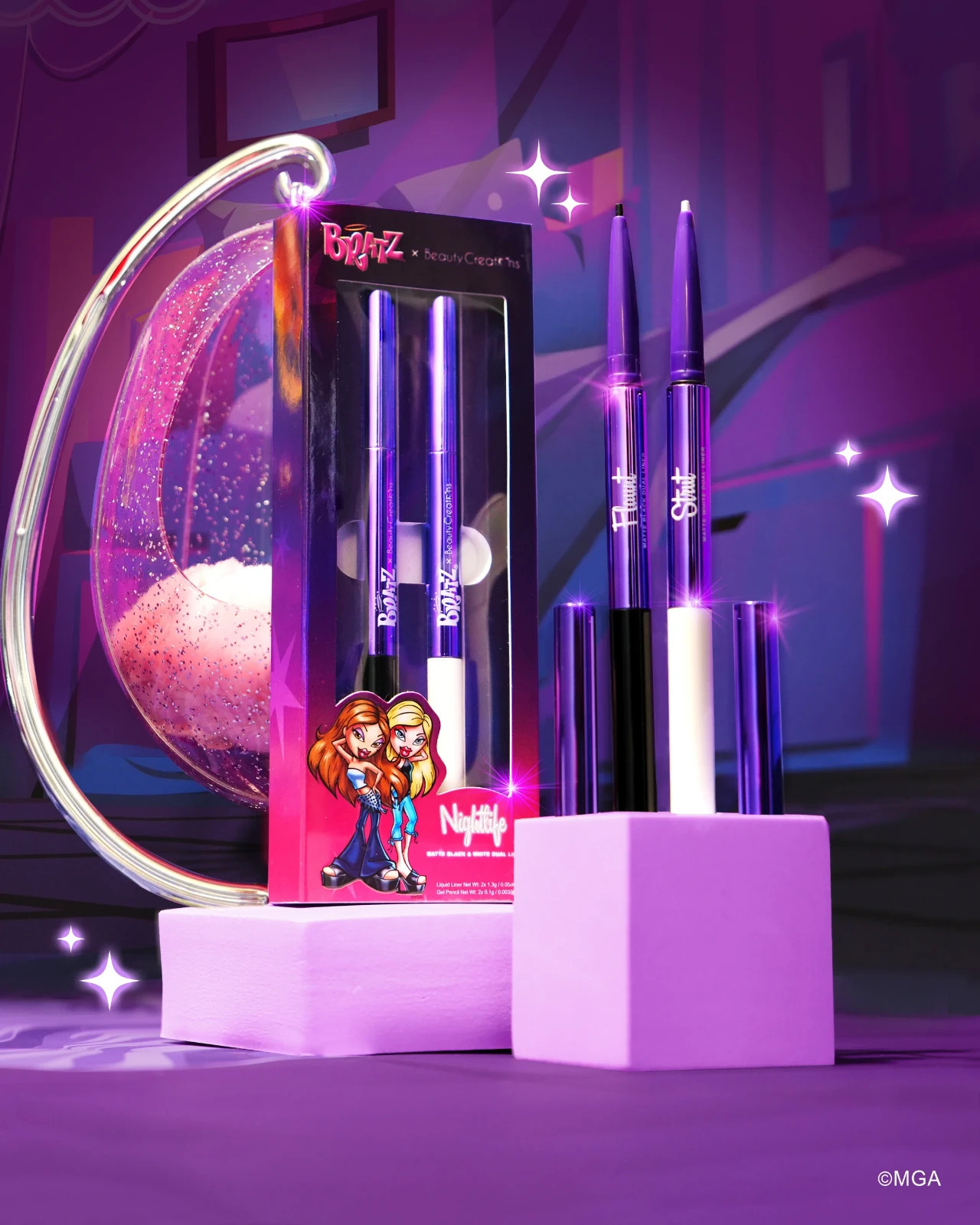 Bratz X Beauty Creations – Black and White Eyeliner Set – Nightlife
