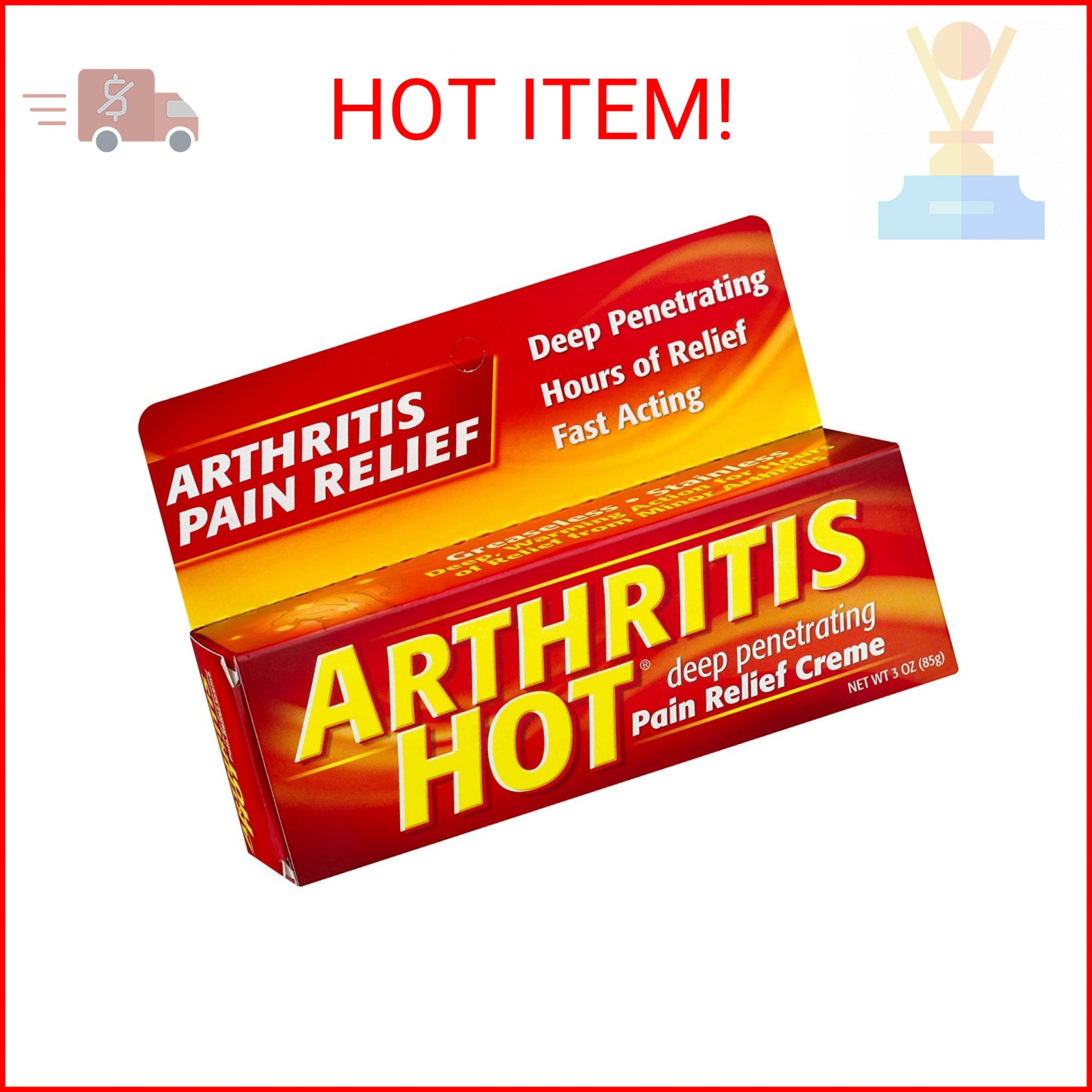 Arthritis Hot Pain Relief Creme-3, oz.