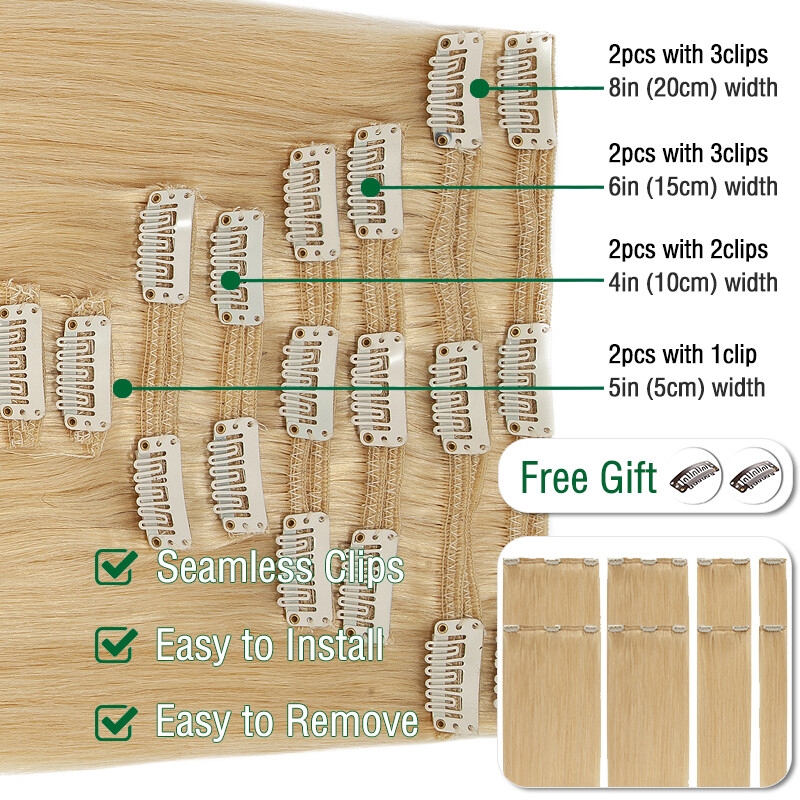 10~24 Inch Clip in Real Human Remy Hair Extensions Thick Double Wefted Full Head