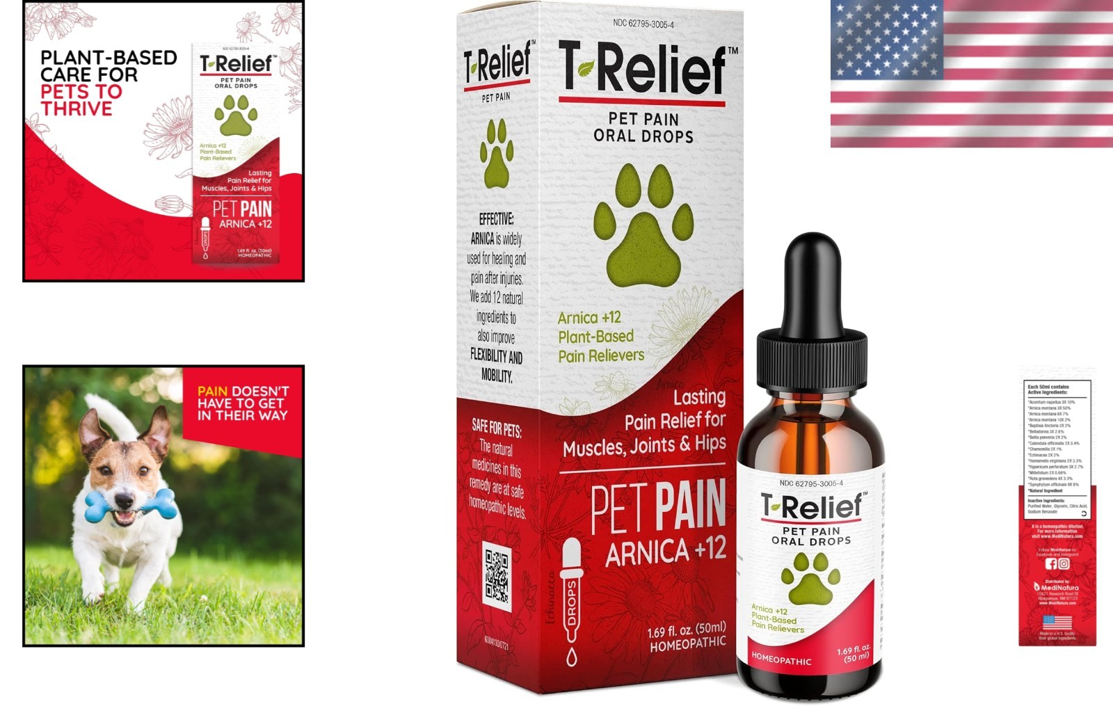 1.69oz T-Relief Pet Pain Relief Drops – Soothe Muscle and Joint Pain Naturally