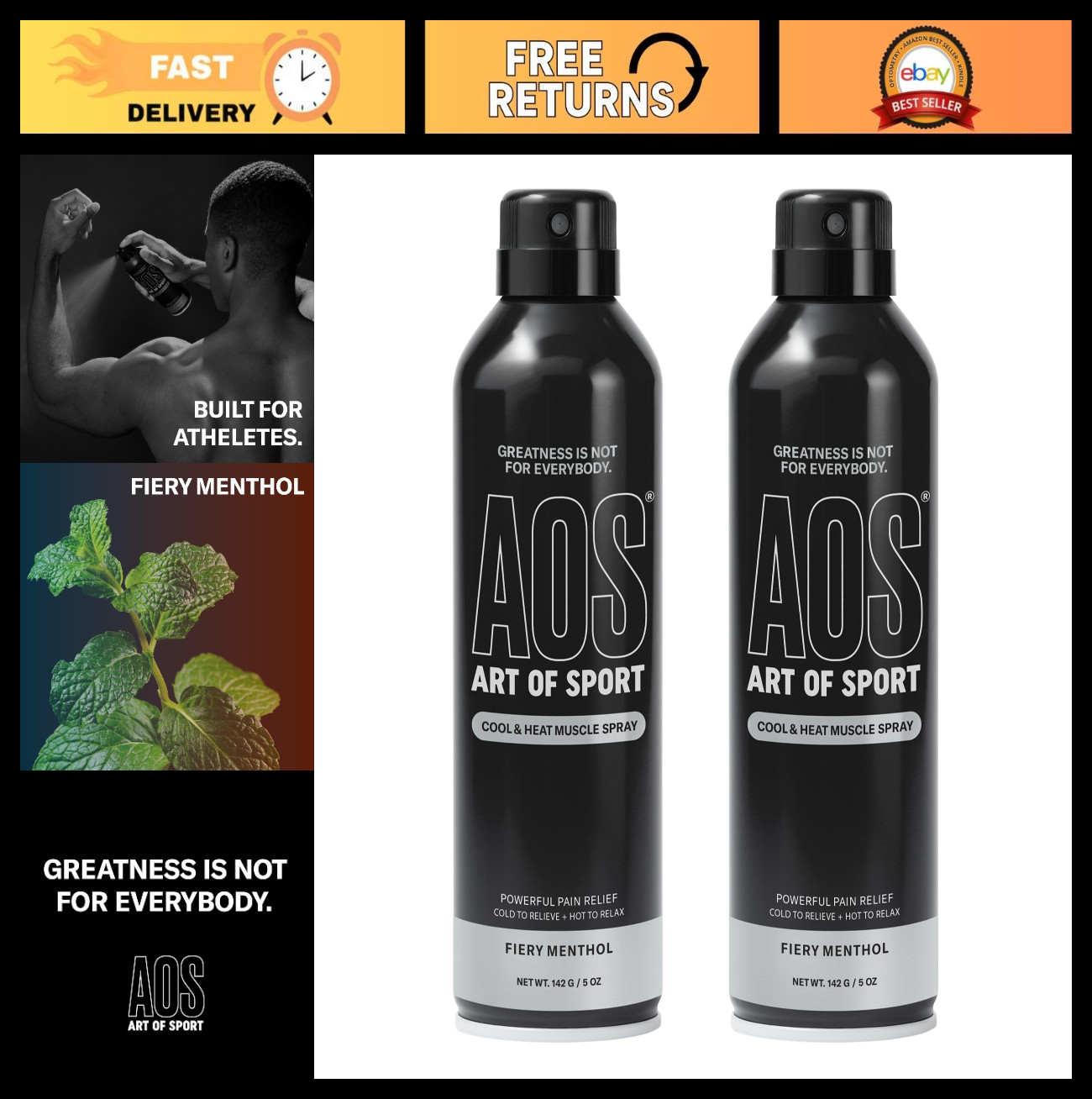 Cooling & Heating Muscle Relief Spray – Menthol for Joints & Pain – 5 oz, 2-Pack