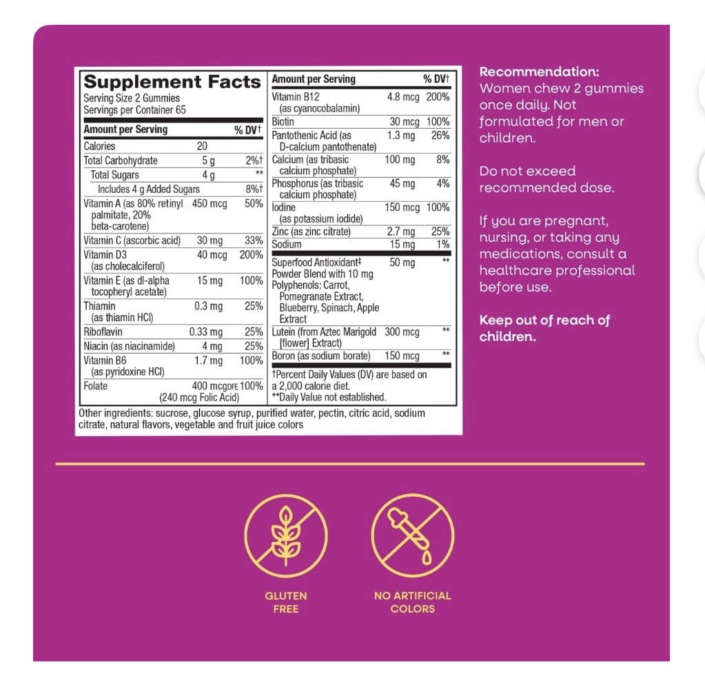 Nature’s Way Alive! Women’s Multivitamin Gummy, Daily 130 Count ..