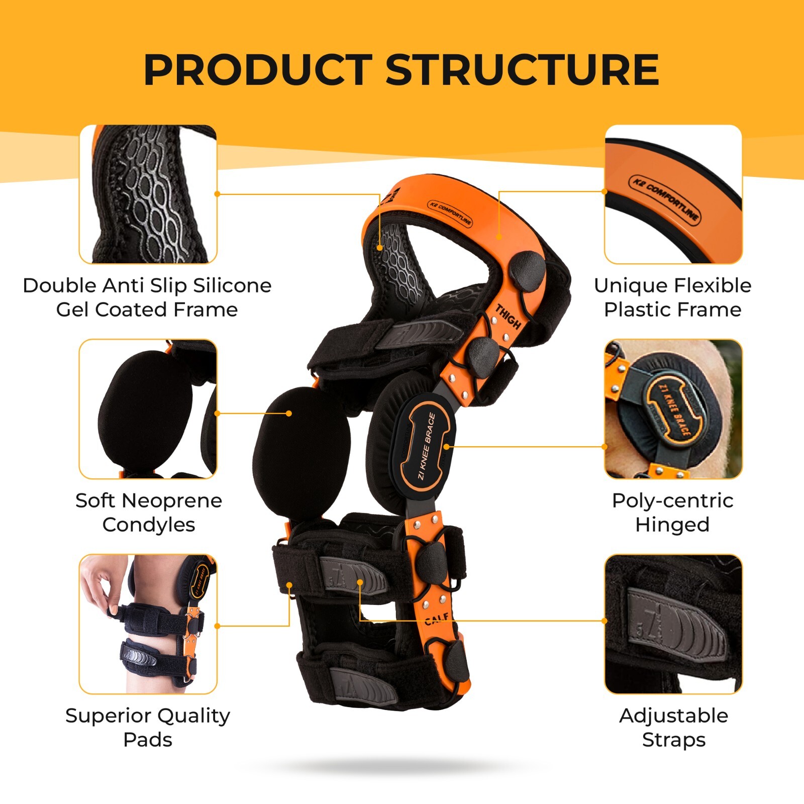 Z1 K2 Knee Brace for ACL Ligament Sports Injuries OA & Knee Pain for Men & Women