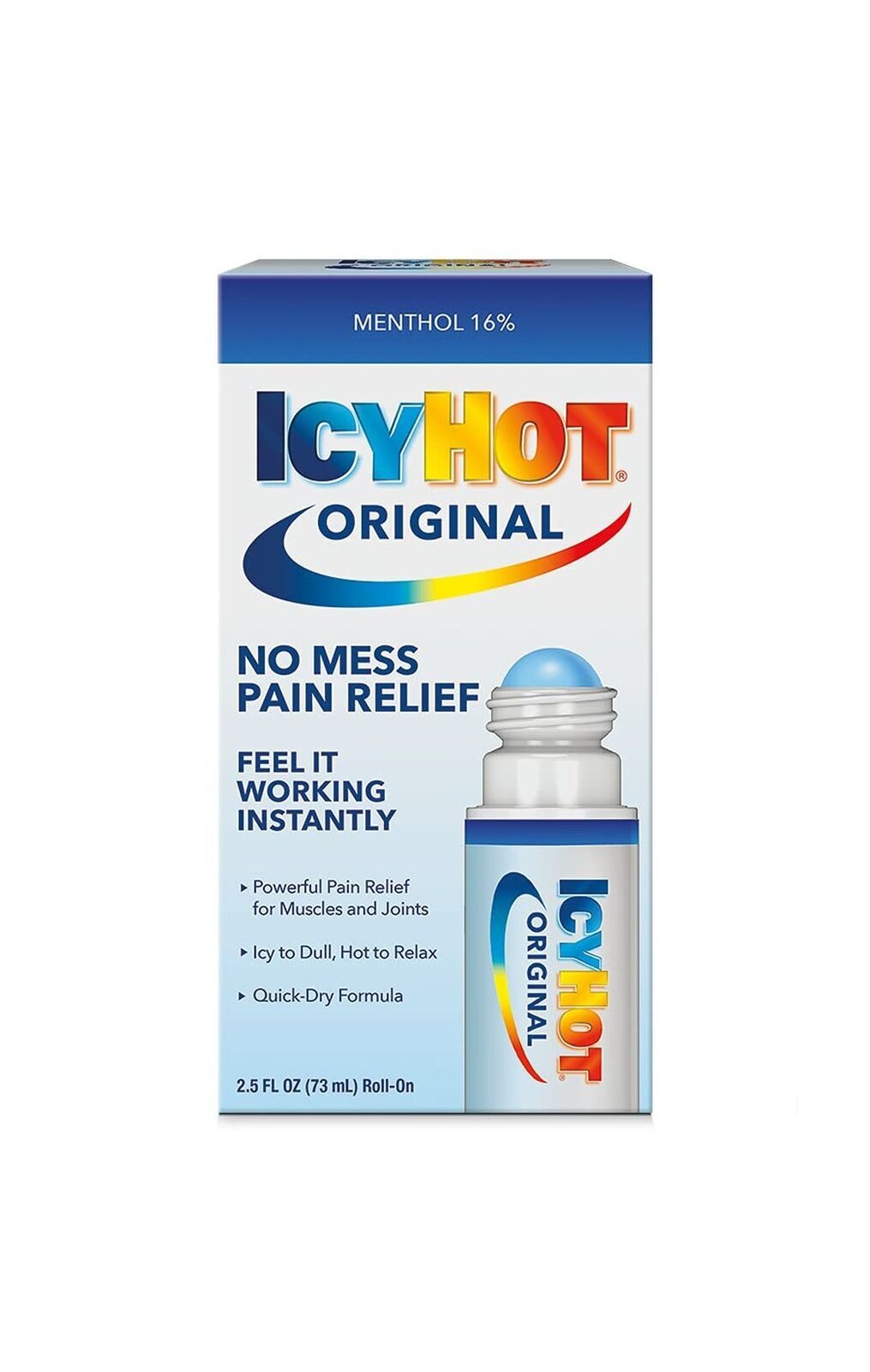 Icy Hot No Mess Pain Relieving Roll On – 2.5oz Exp 12/2026 Or Later