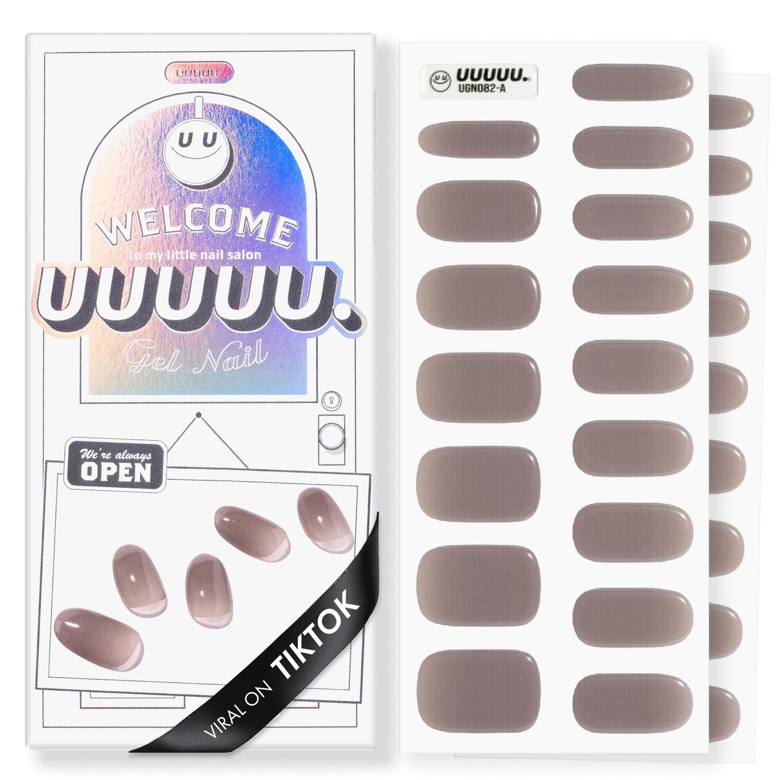 UUUUU. Semi Cured Gel Nail Strips – [Cocoa Cream], UV Cocoa Cream