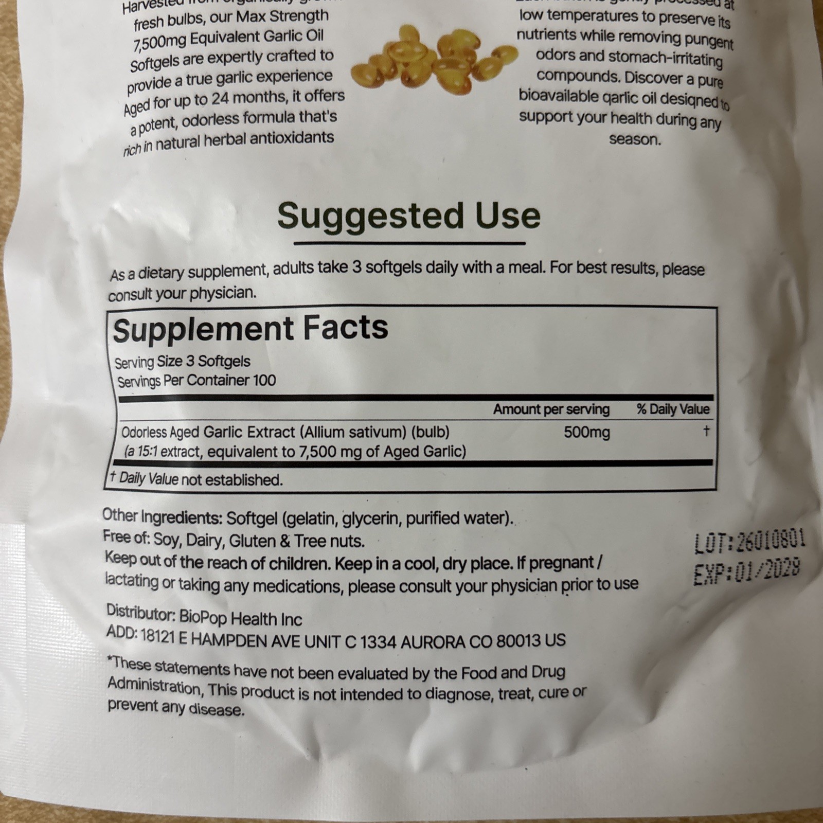 Aged Garlic Extract, 300 Softgels, 7500mg Odorless | Heart & Immune Exp. 01/2028