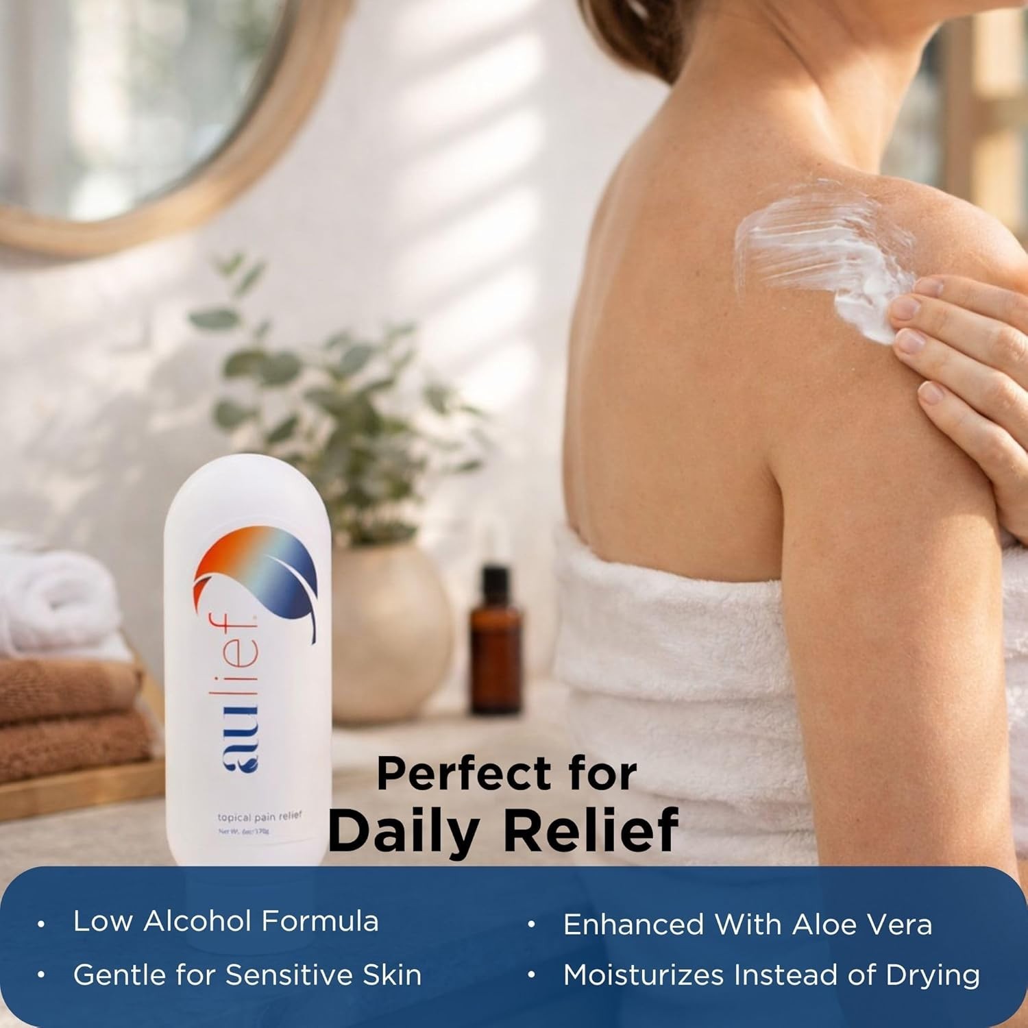 Aulief 8 oz Pain Relief Cream: Natural Mint Gel for Rapid Muscle & Joint Pain