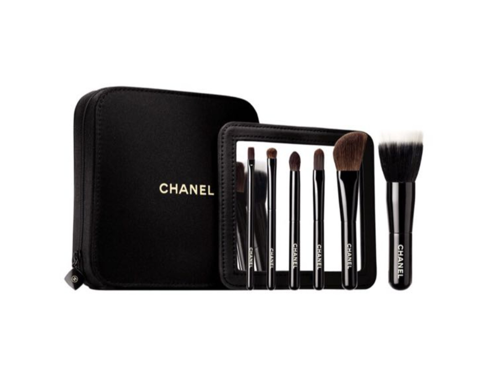 1 Chanel Collection 6 Essential MINI BRUSHES SET w/Mirror+Bag+Pouch LTD Ed +🎁