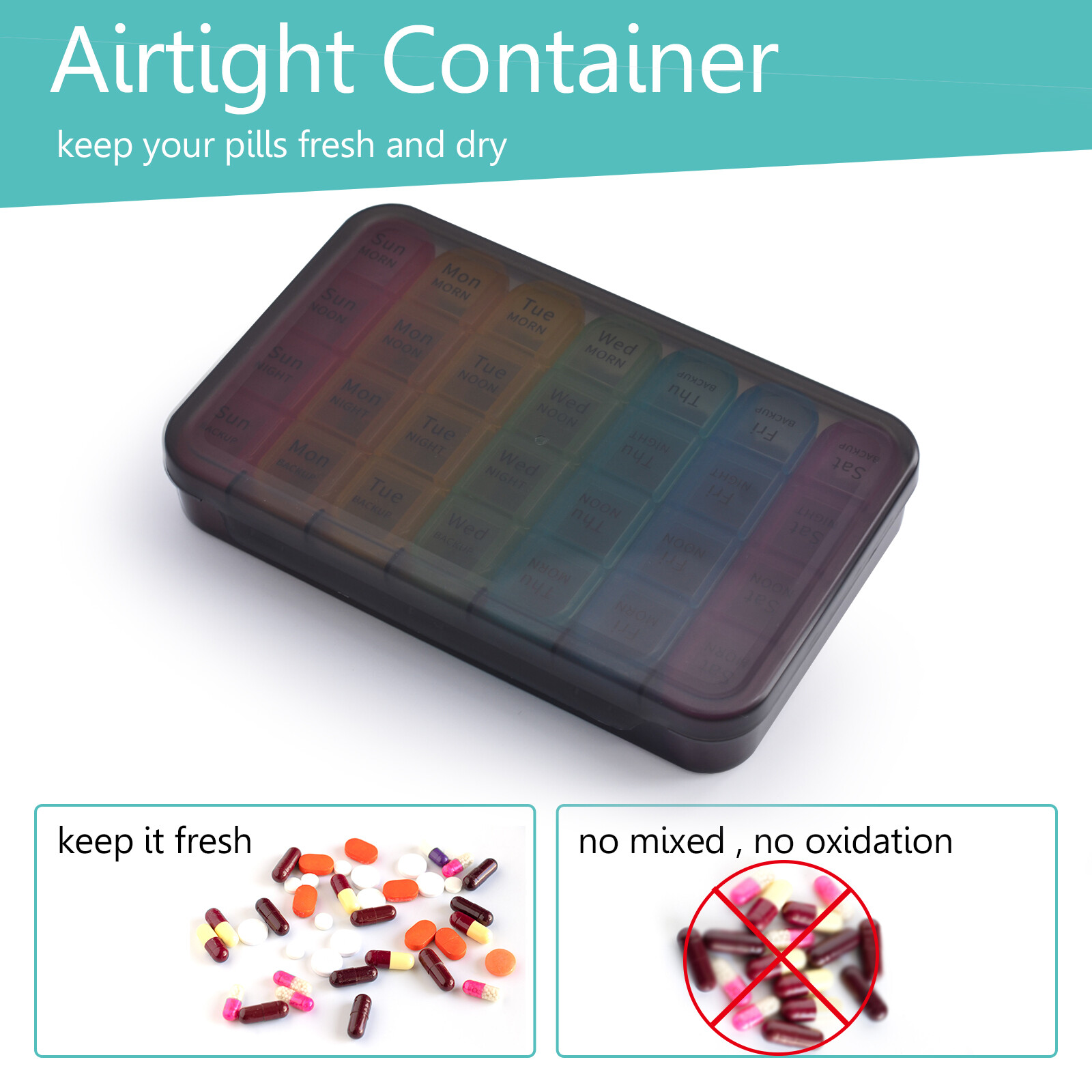 Weekly Pill Box Organizer 7 Days Organizer Cases Medicine Storage 4 Times a Day