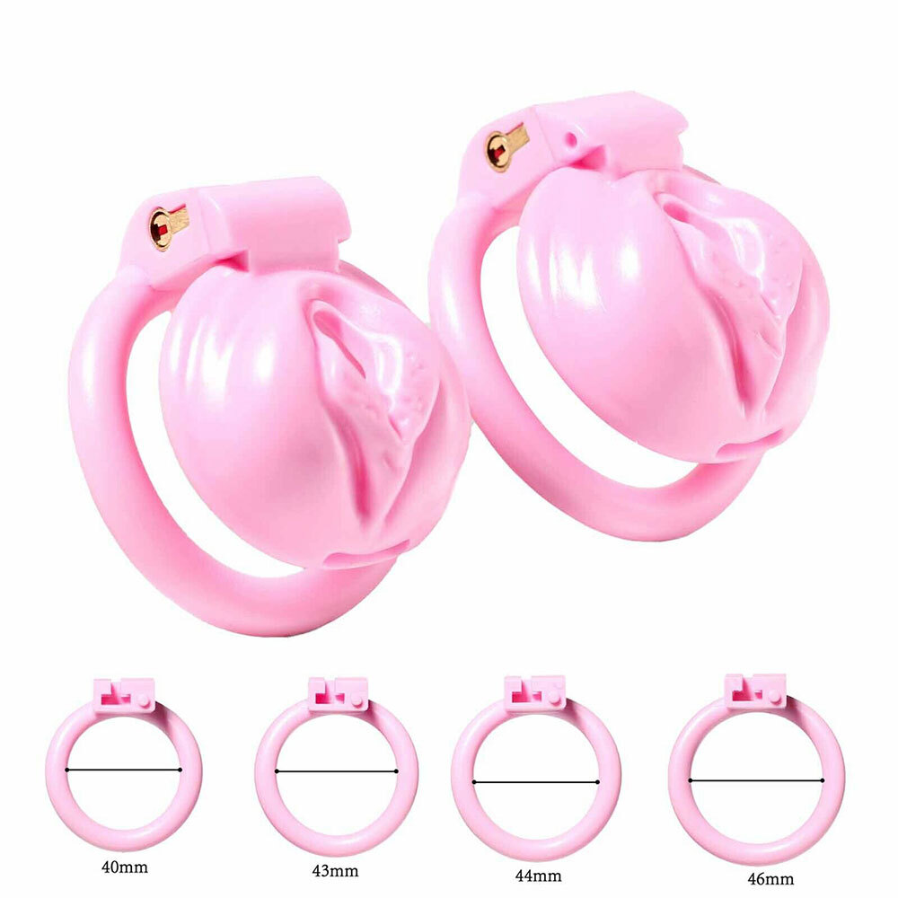 Male Click & Lock ABS Pink Chastity Cage Sissy Cage Lock Realistic Chastity Cage
