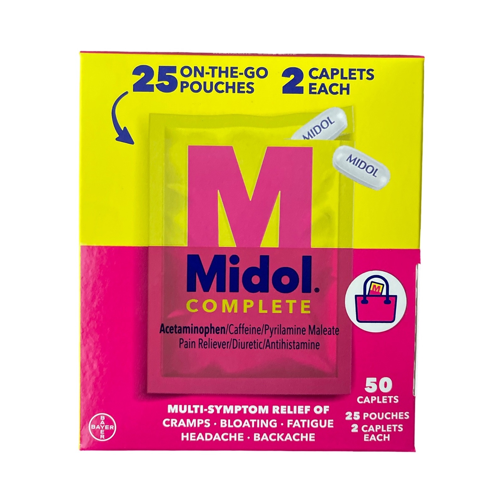 Midol Complete Caplets for Menstrual Relief, 50ct. (25 Pouches x 2ct) Exp 3/27