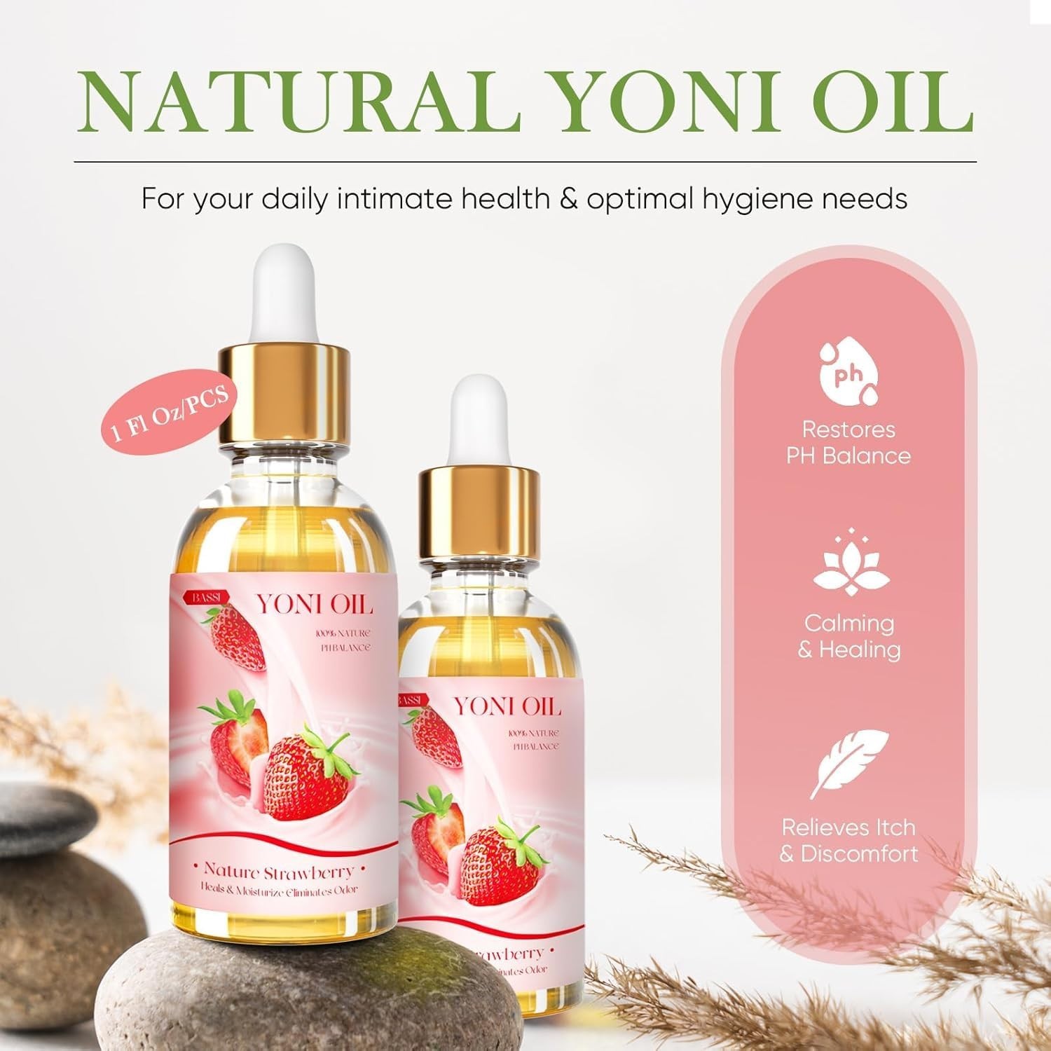 Feminine Wash & Yoni Oil & Soap Set for Women, Strawberry