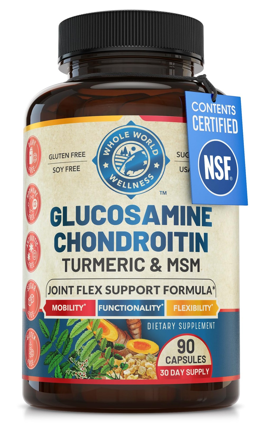 WHOLE WORLD WELLNESS Joint Support Supplement with Glucosamine Chondroitin MS…
