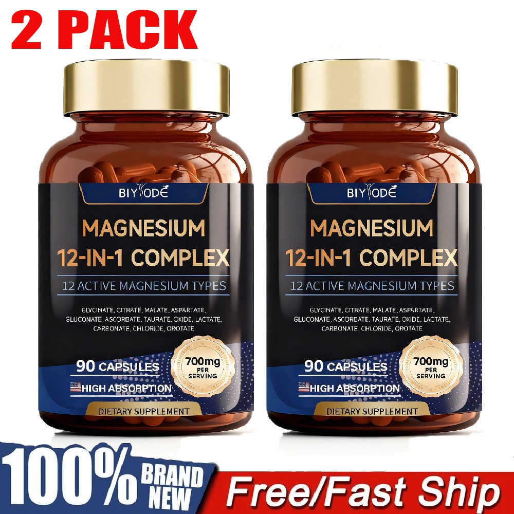 2X Magnesium Complex 12 in 1 Magnesium Glycinate, Citrate, Malate, 180C Orotate