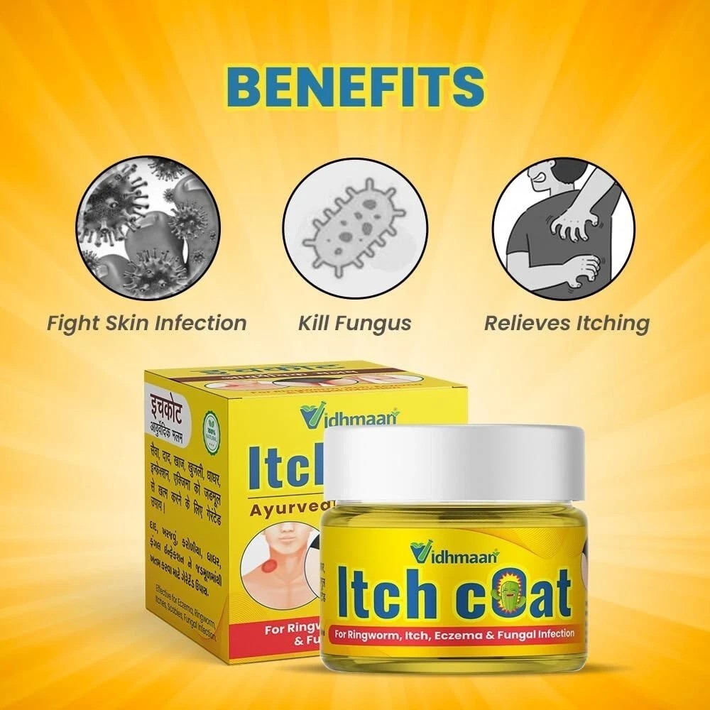 3 X Vidhmaan Ayurveda Itch Coat fungal Malam Ointment – for Ringworm, itching
