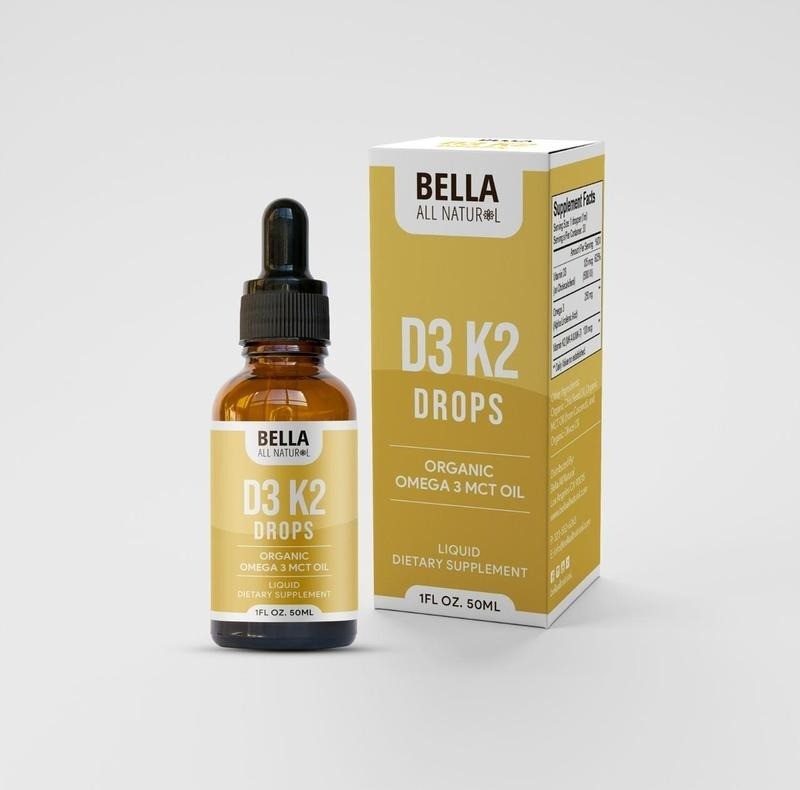 Organic D3 K2 Liquid Drops with Omega 3 & MCT Oil 50ml Daily Nutrient Support
