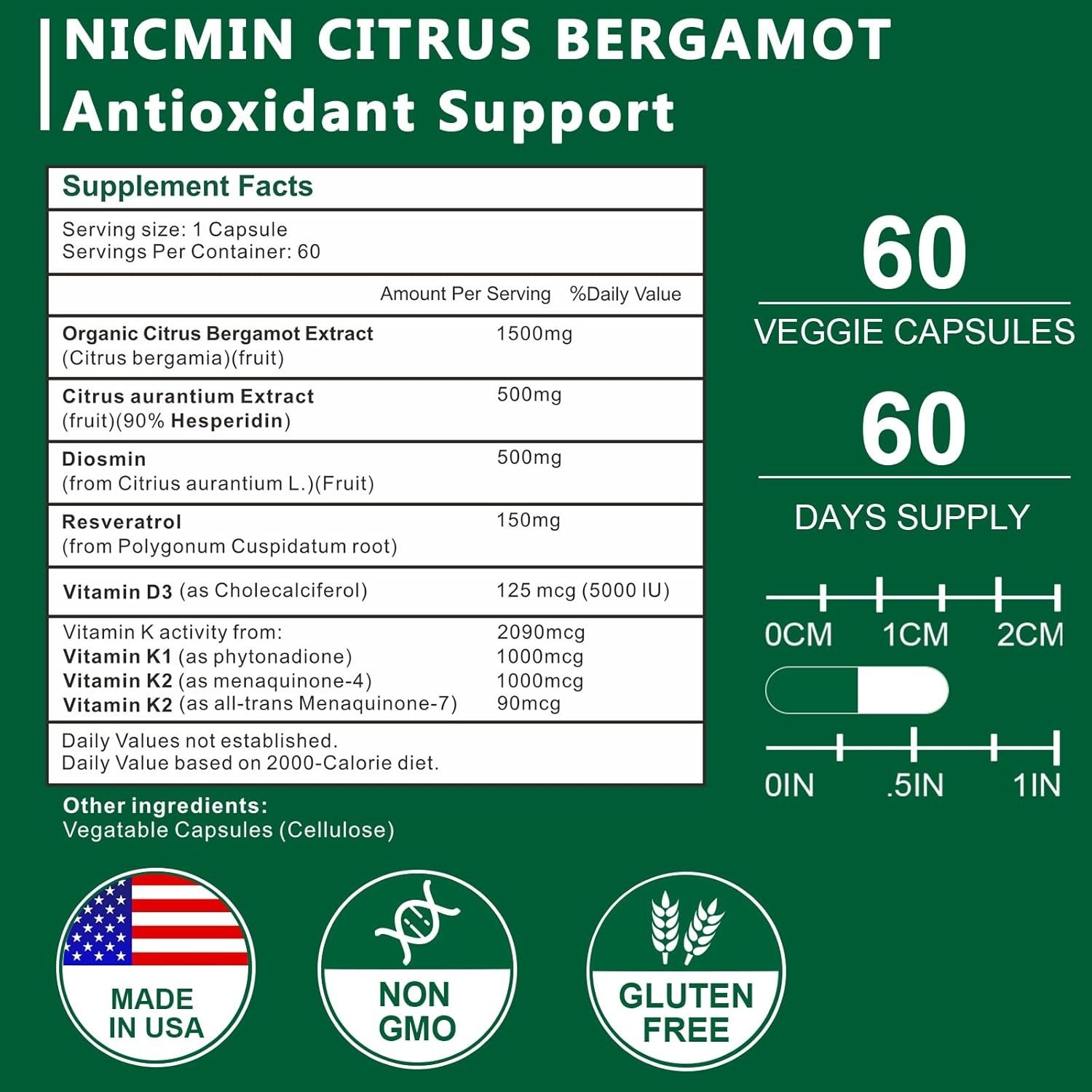 Citrus Bergamot 1500mg with Hesperidin, Diosmin, Resveratrol