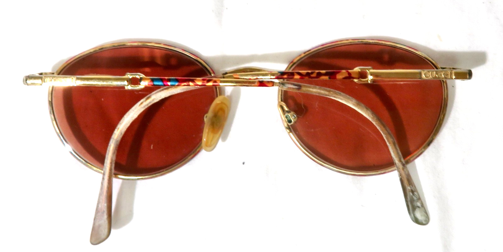 Gucci Eyeglass frame unknown model worn off Gold metal & multicolored eyewear