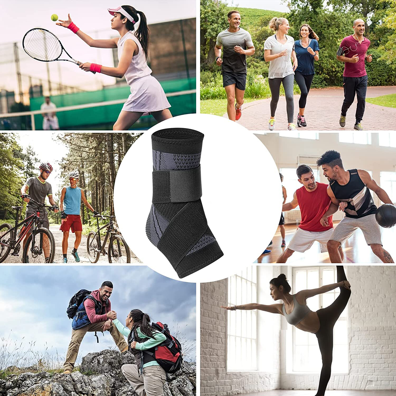 Ankle Brace Sprained Support Adjustable Foot Ankle Brace for Sports Injuries Gym