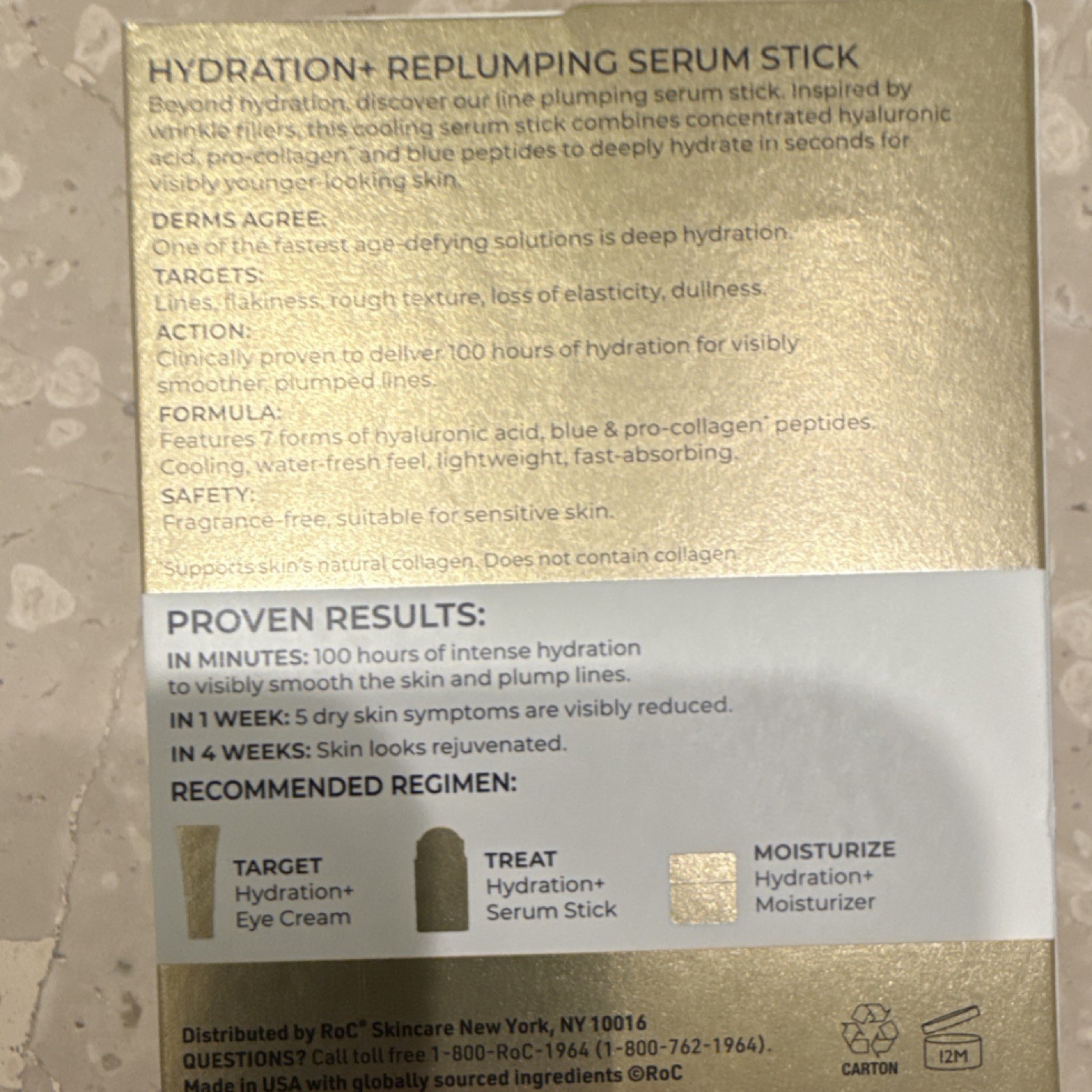 RoC Hydration+ Replumping Serum Stick Hyaluronic Acid Fragrance-Free 0.7 oz