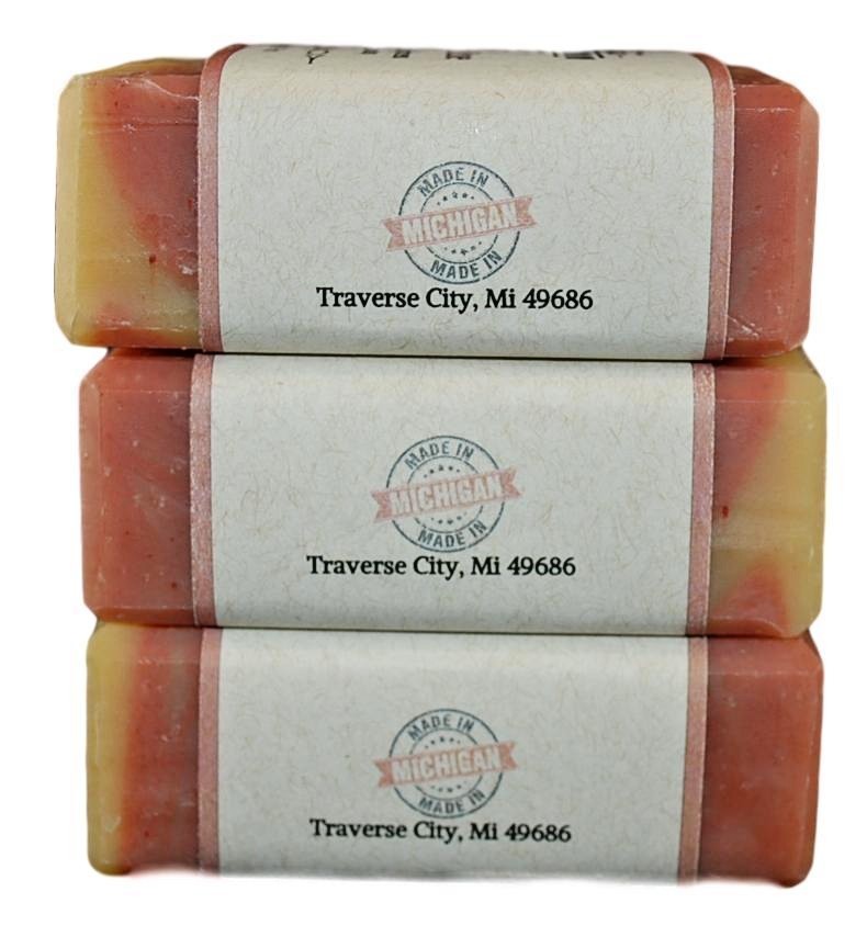 Bergamot Rose with French pink clay, All natural soap 3 bar pack.essential oils.
