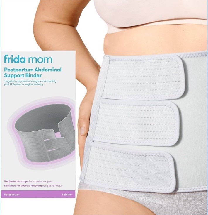 Frida Mom Postpartum Abdominal Support Binder Mesh Adjustable One Size Gray