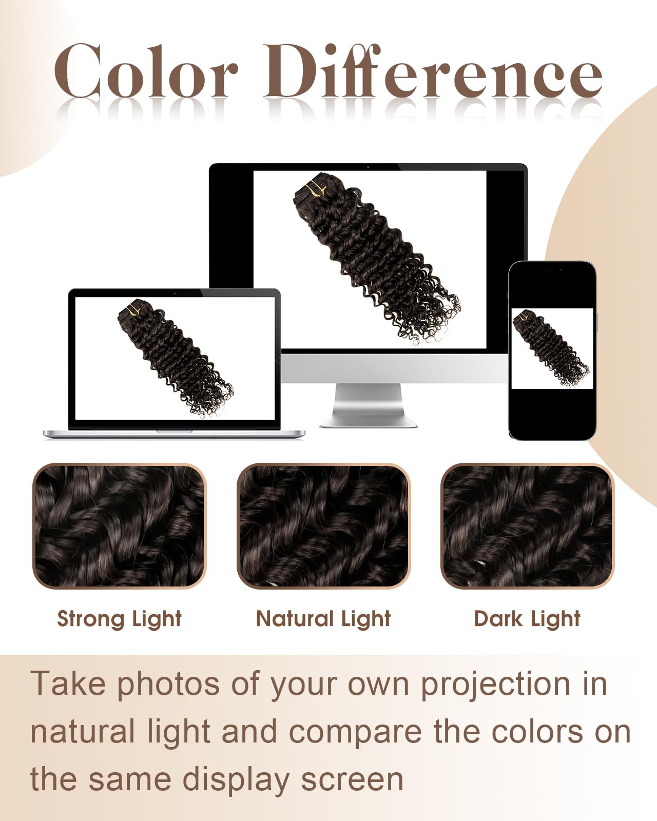 Hetto Curly Clip In Hair Extensions – Medium Brown 120G 7Pcs 14 Inch Ww – 3A-3C