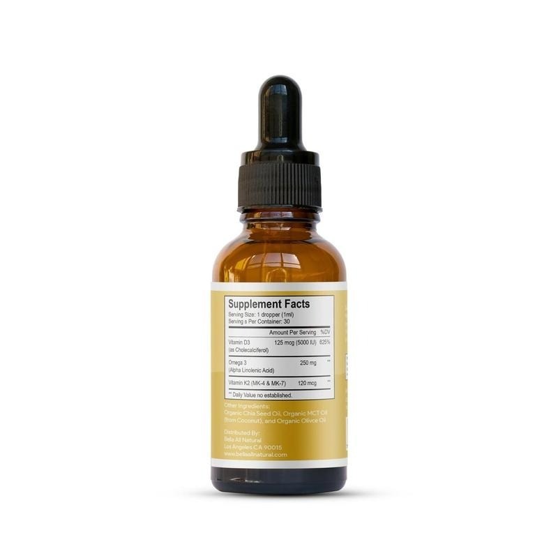 Organic D3 K2 Liquid Drops with Omega 3 & MCT Oil 50ml Daily Nutrient Support