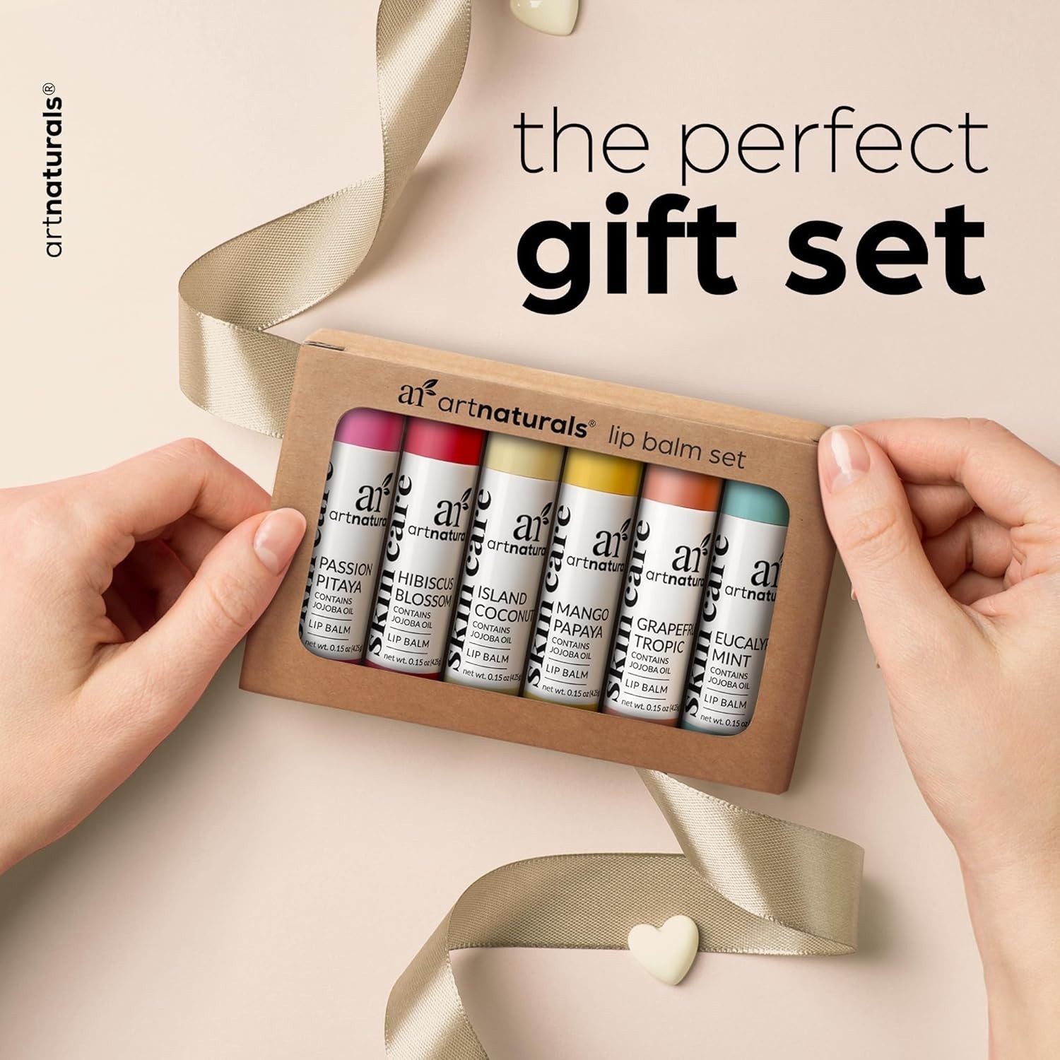ArtNaturals Beeswax Lip Balm Gift Set – 6 Pack Assorted Flavors with Coconut Oil