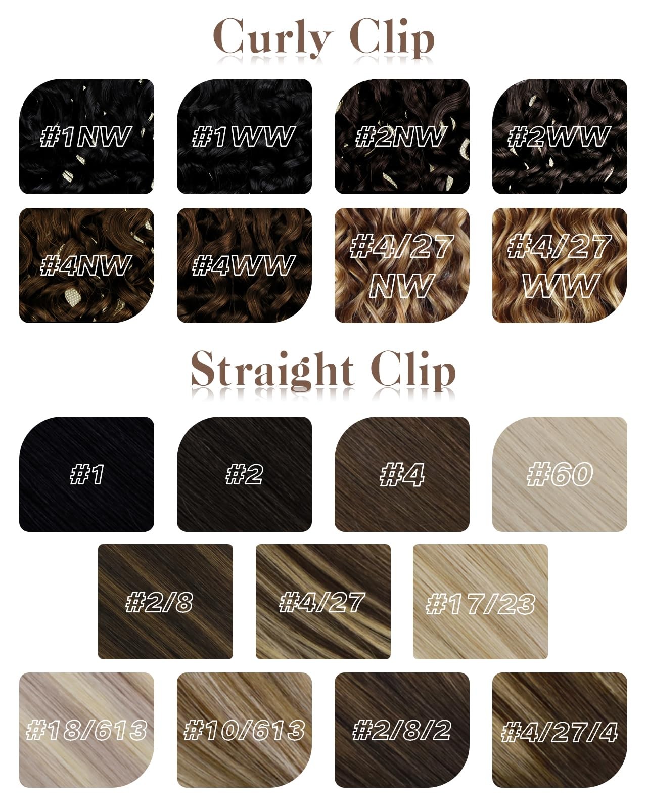 Hetto Curly Clip In Hair Extensions – Medium Brown 120G 7Pcs 14 Inch Ww – 3A-3C