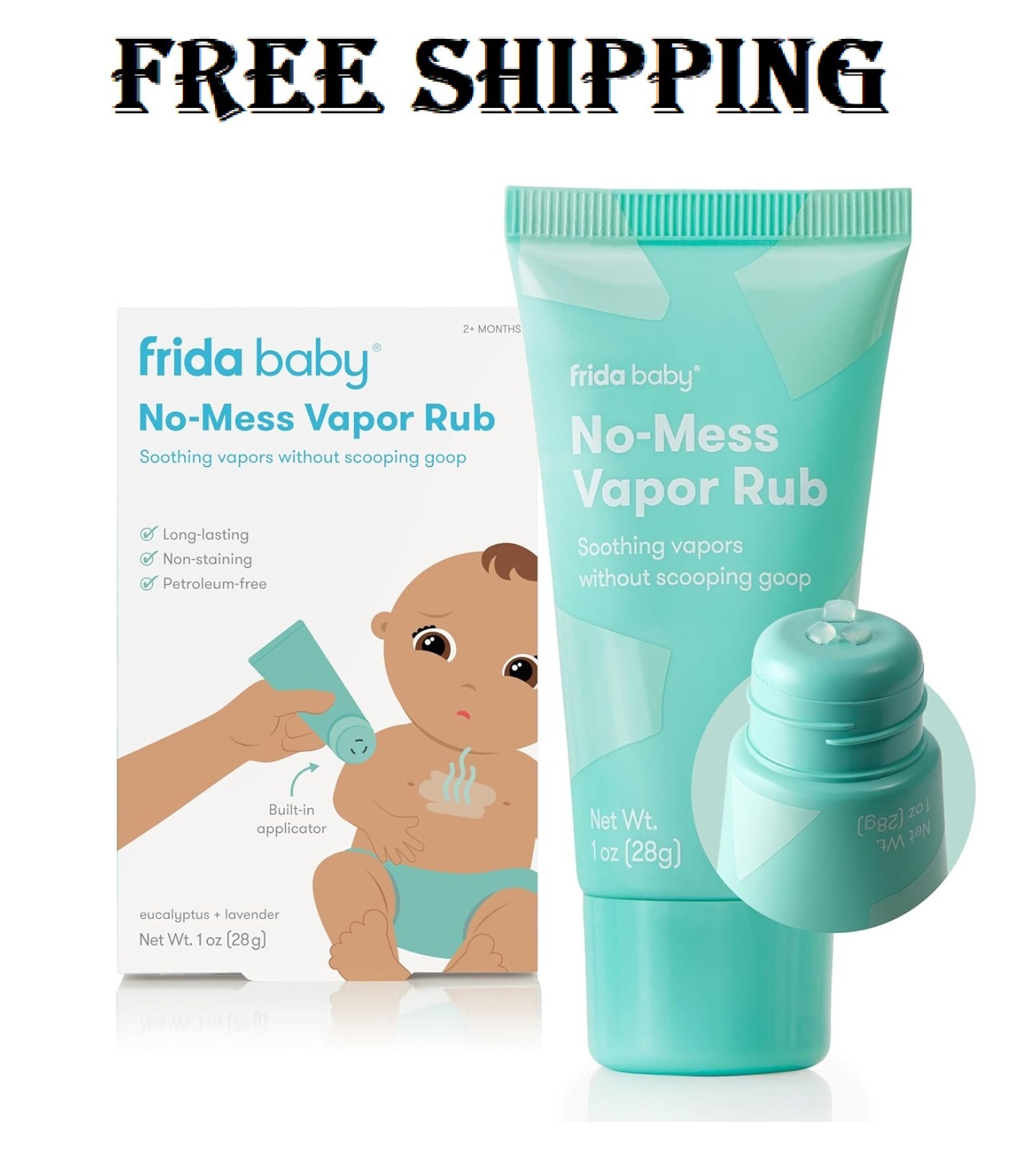 Frida Baby No-Mess Vapor Rub, Baby Vapor Rub for Chest, Neck, Back + Foot,Non-st
