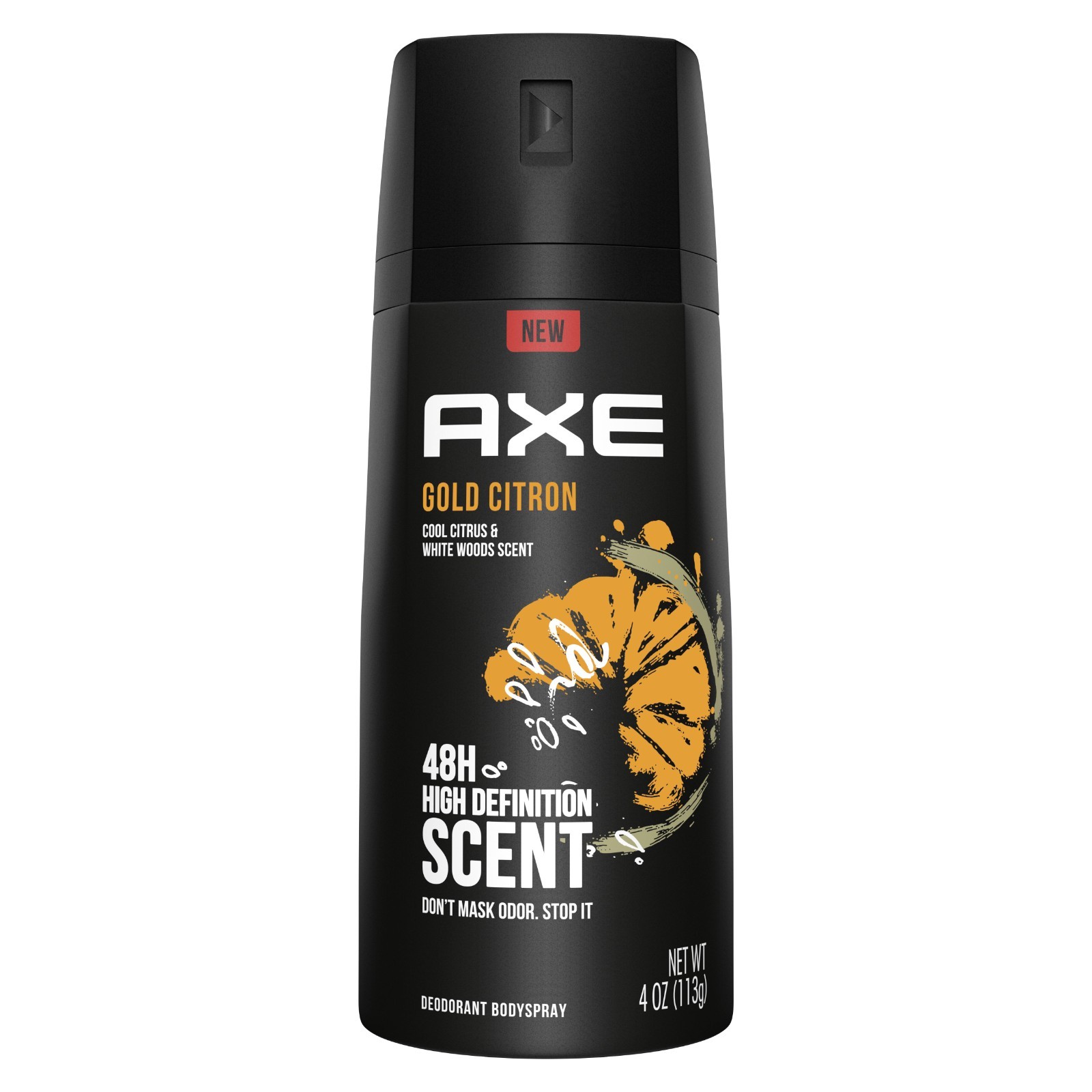Axe 4 Oz Gold Citron Cool Citrus White Woods Scent Deodorant Body Spray