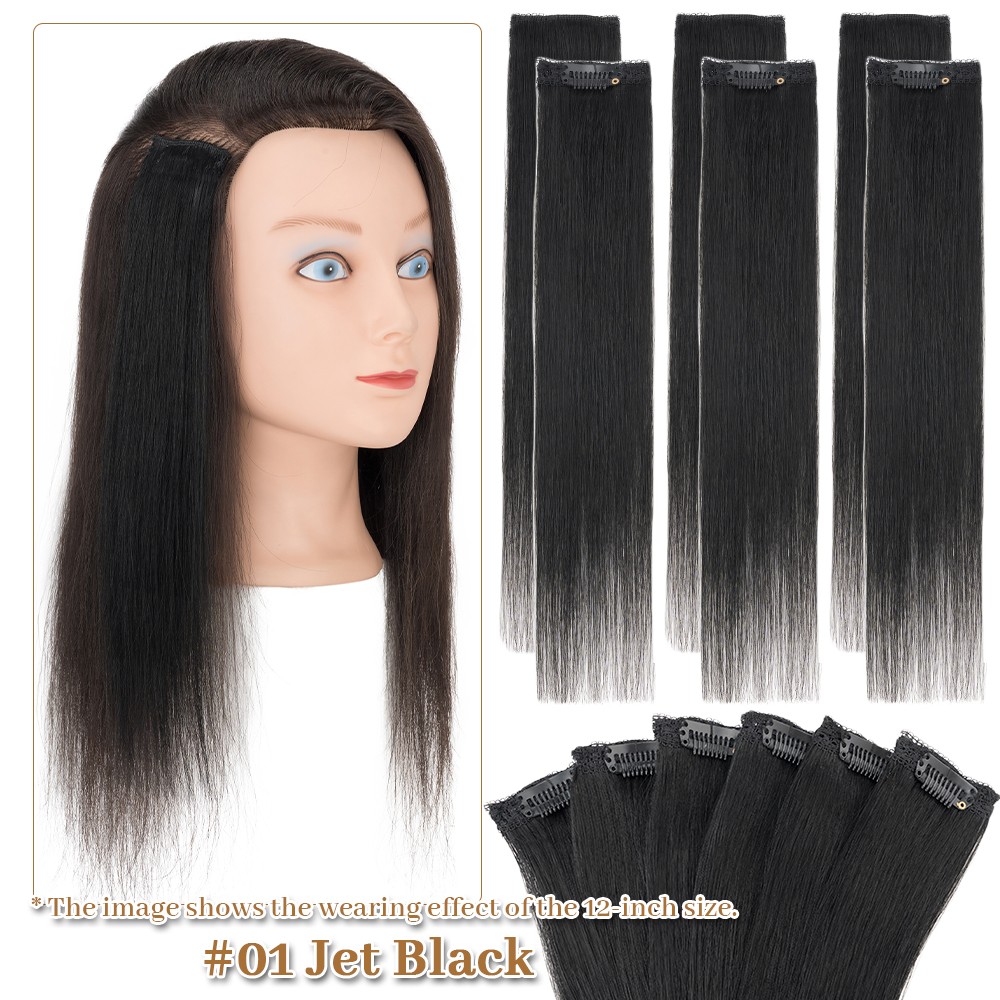 Clip In Real Remy Human Hair Extensions 6Pieces 6Clips Hair Pad Thicker Patches