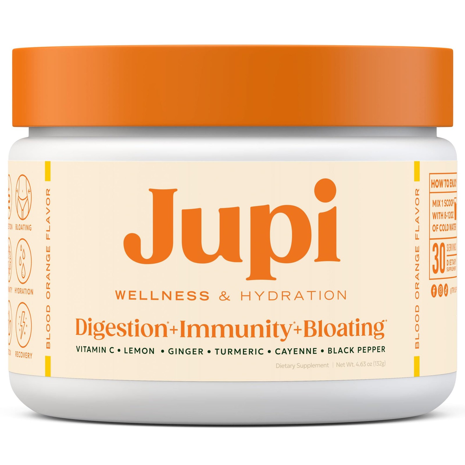 Jupi Organic Turmeric & Ginger Shots – Vitamin C Hydration Powder, 30 Servings