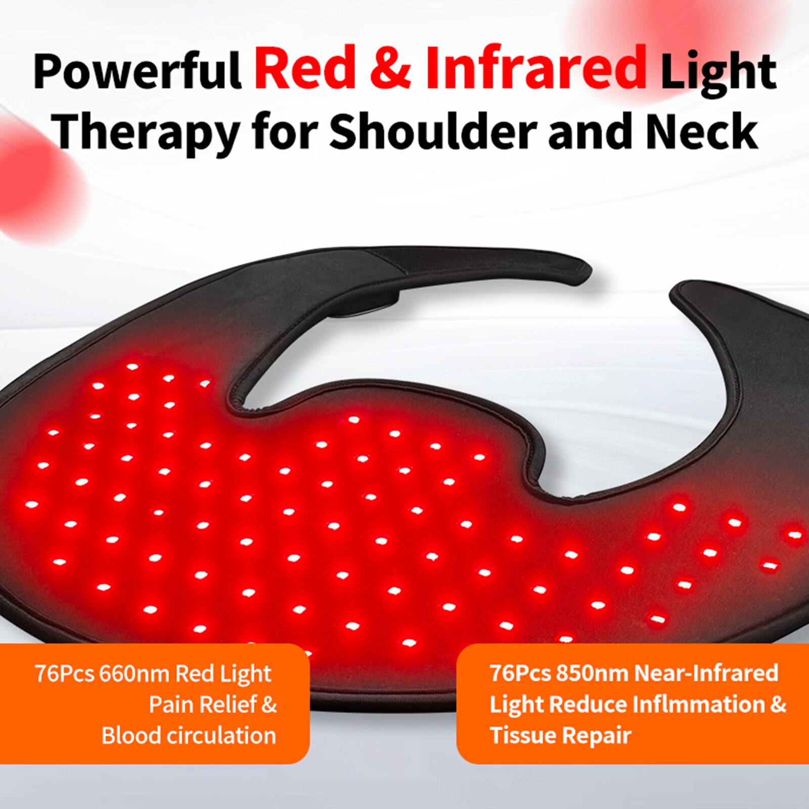Red Light Therapy for Shoulder Neck 660&850nm Wearable Light Therapy Pad Home
