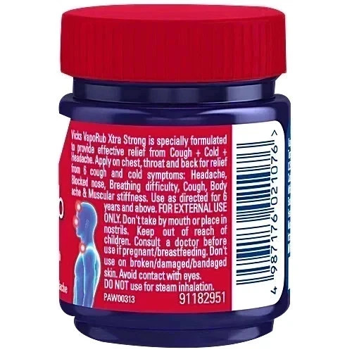 Vicks VapoRub Extra Strong Balm (Pack of 2 x 50ml) Aromatic Balm Menthol Camphor