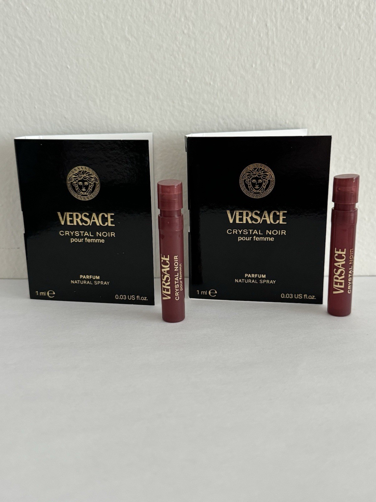 2 x Versace Crystal Noir (0.03 Oz / 1 ML) Parfum Sample Spray *2024 Release*
