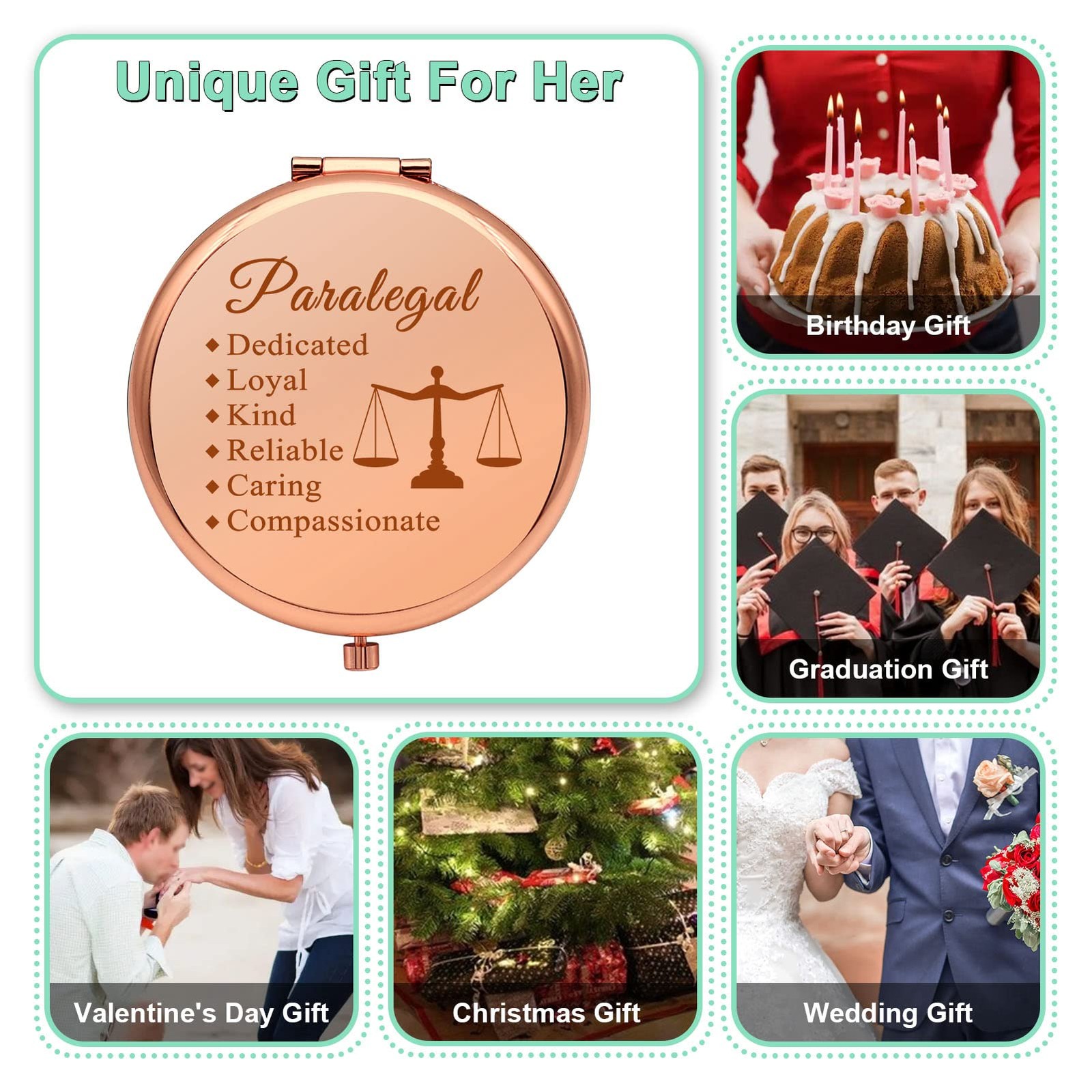 Appreciation Gift for Paralegal Lawyer Gifts Compact Mirror Legal Assistant P…