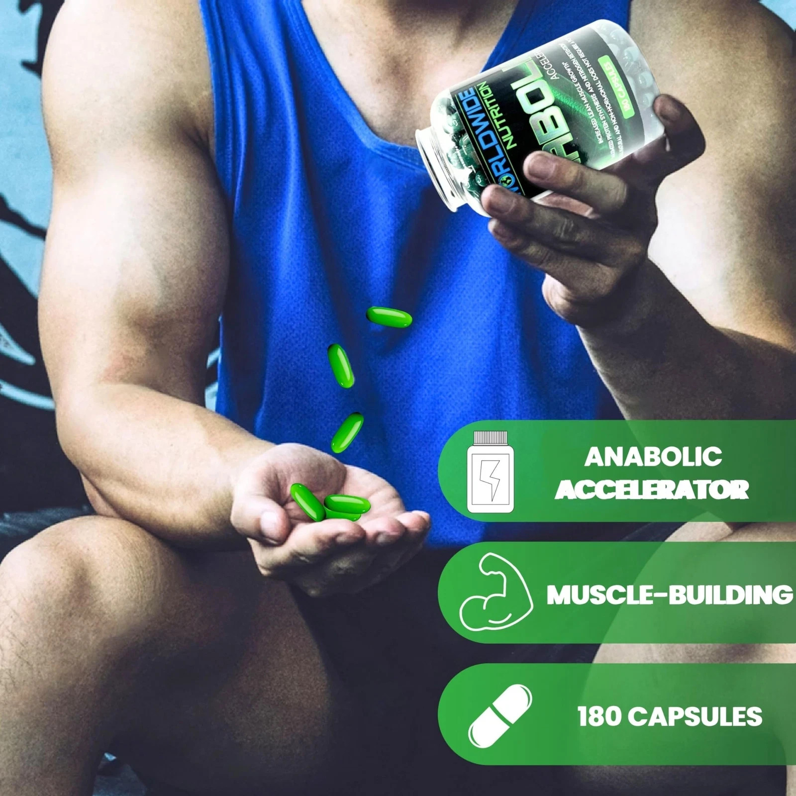 Worldwide Nutrition Anabolic Accelerator 180 Count Muscle Growth Energy Men