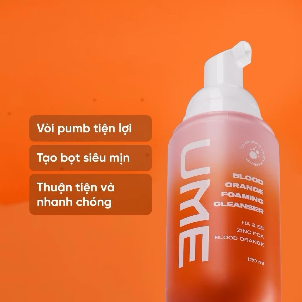 Bọt Rửa Mặt Cam Đỏ UME Red Orange Facial Cleanser 120ml – Deep Clean & Hydrating