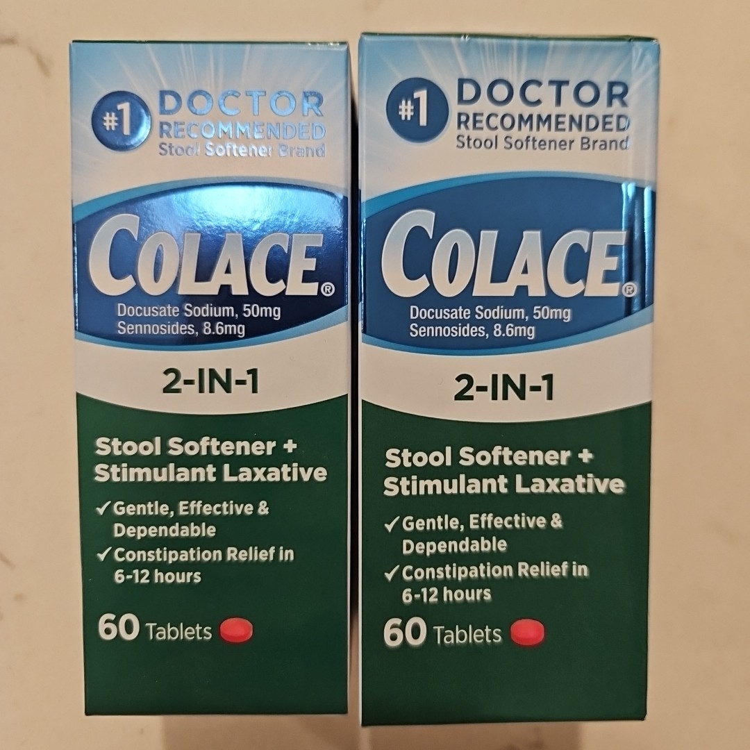 Colace 2 IN 1 Stool Softener Stimulant Laxative 120 Total Tablets X2 Exp 2027+