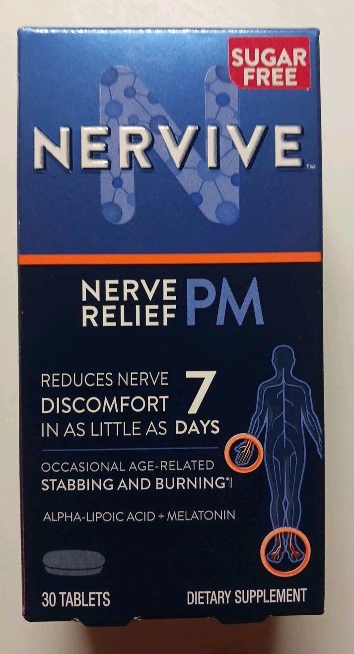 Nervive Nerve Pain Relief PM Sleep Aid Melatonin Tablets 30ct Ex 10/2026