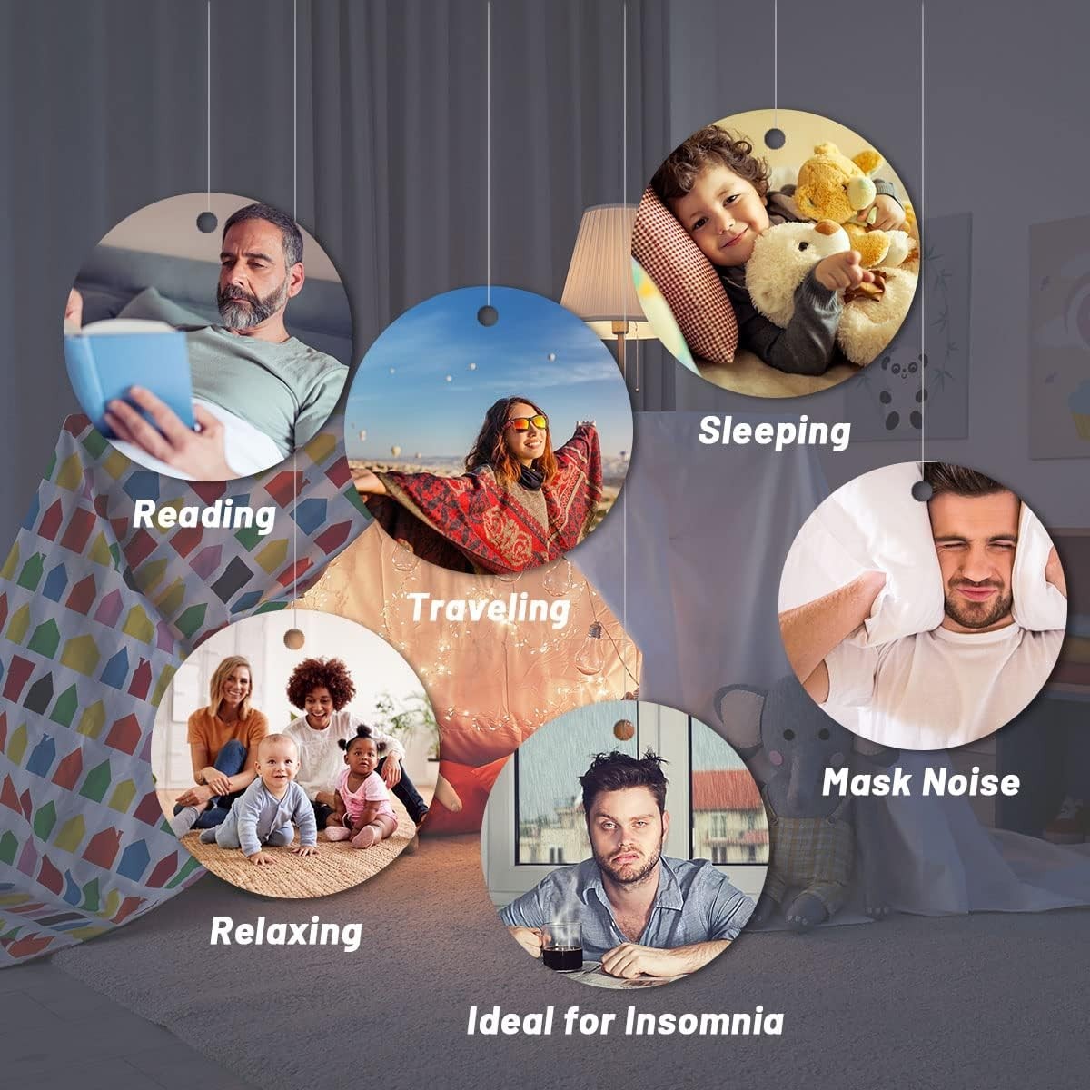 Travel-Friendly Sleep Sound Machine: 30 Sounds, 12 Night Lights & Compact Size