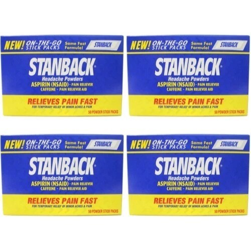 4 Pack Stanback Stick Pack Headache Powder 50 Ct Each total 200 Ct Fast Shipping