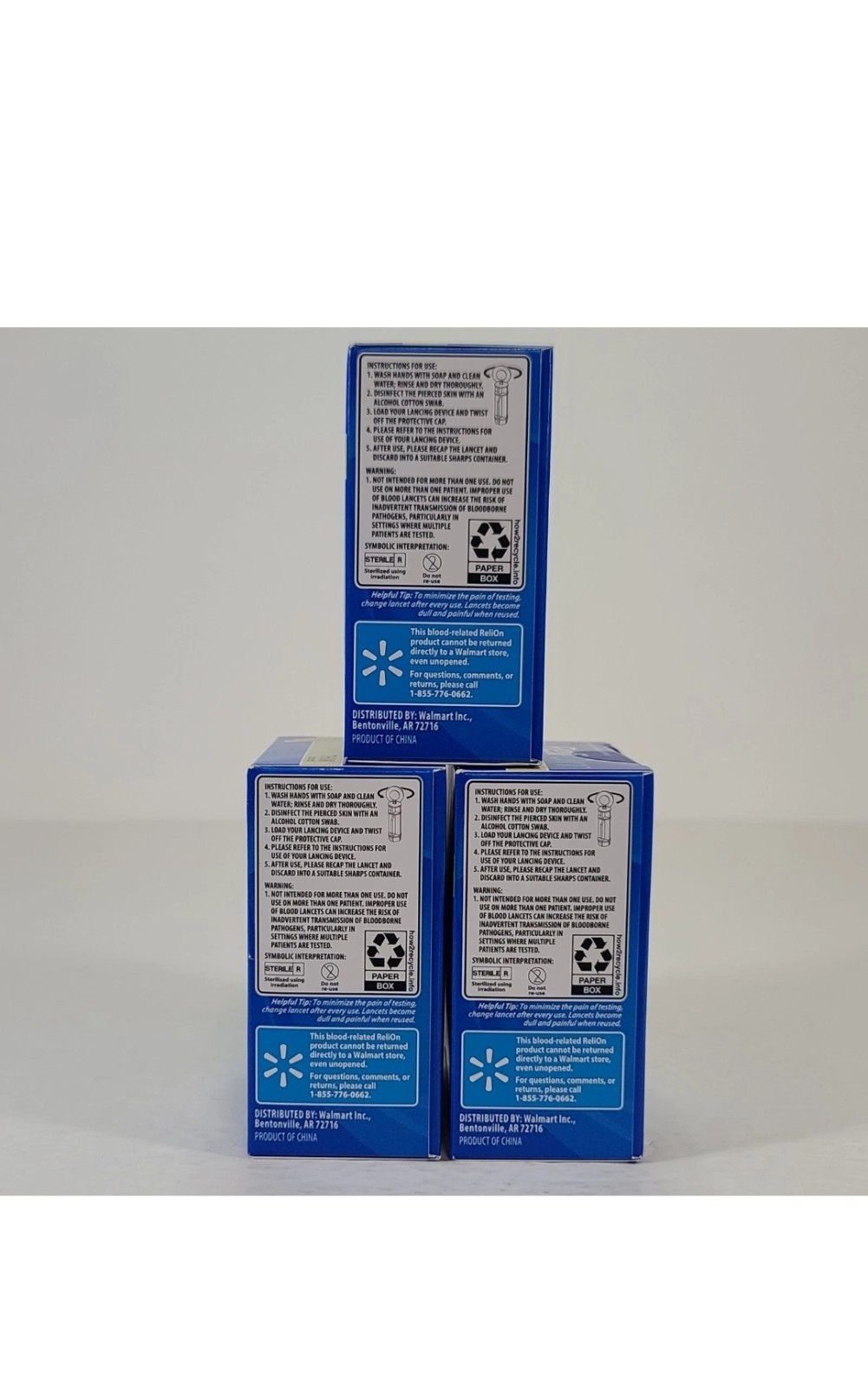 3x ReliOn Thin 100 Lancets 26 Gauge for Alternative Site Use Exp:03/2030 #411