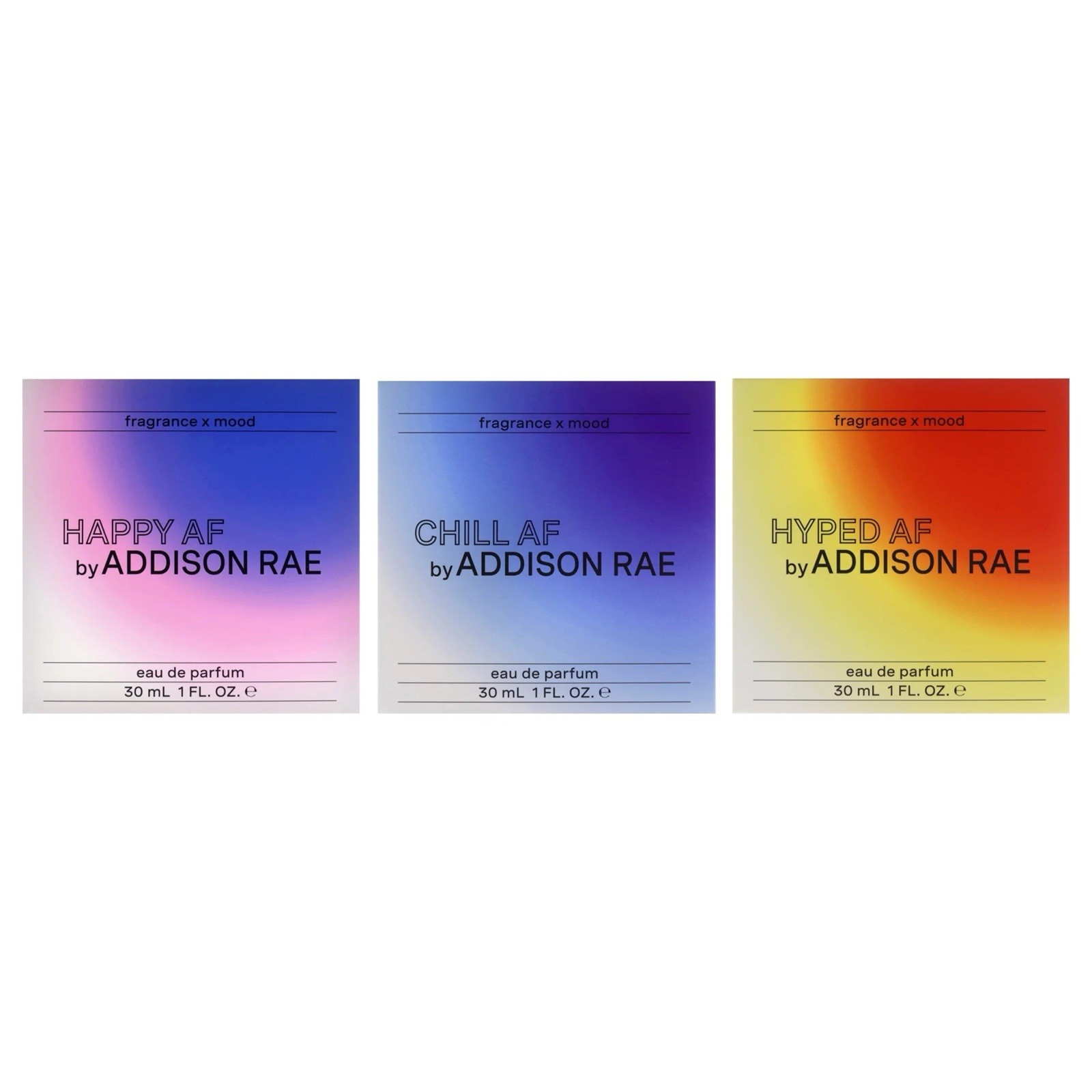 Addison Rae HAPPY AF/CHILL AF/HYPED AF Eau de Parfum Spray 3 fl oz total