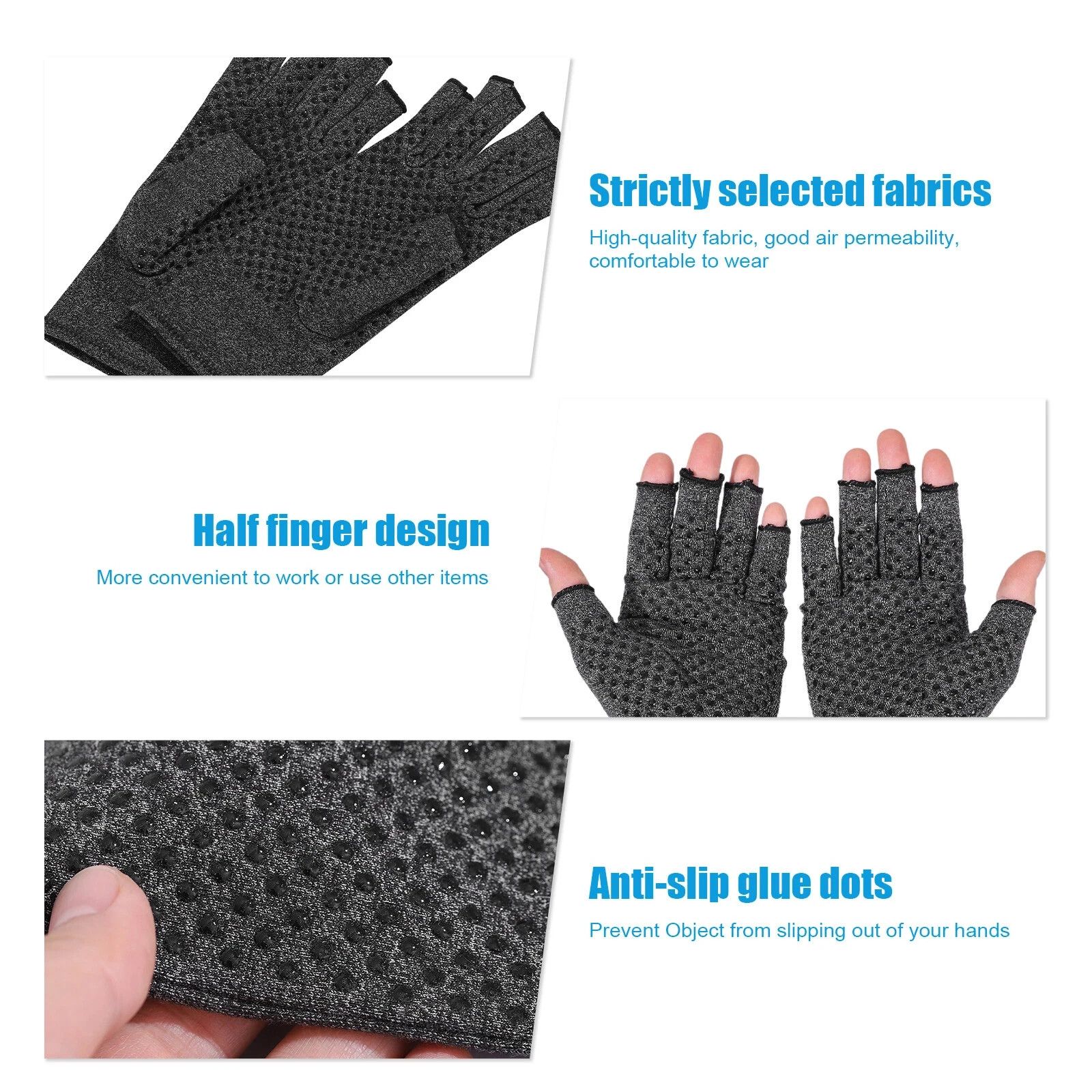 2PCS Copper Arthritis Compression Gloves Pain Relief Medical Hand Support Brace
