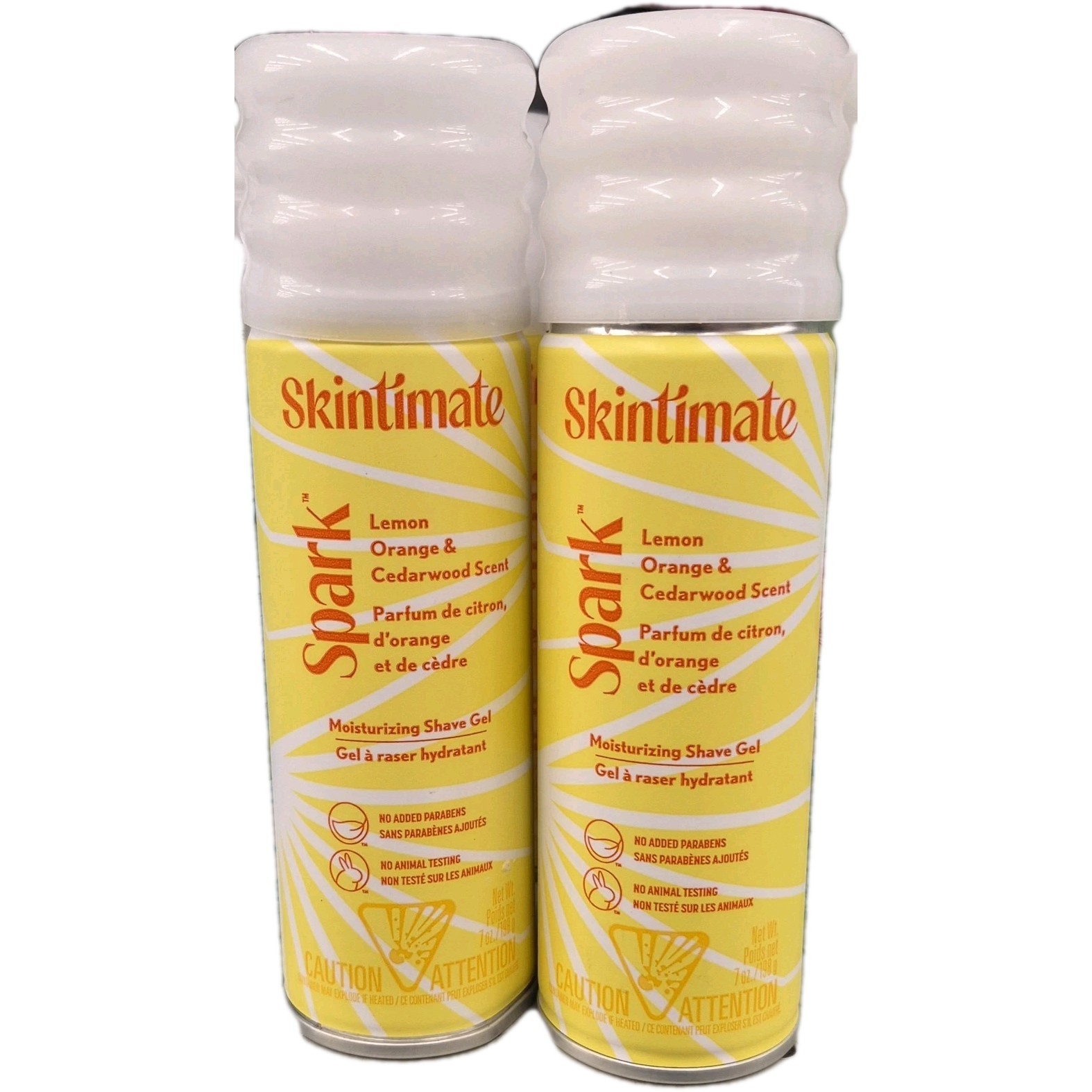 2 X Skintimate SPARK Lemon, Orange & Cedarwood Scent Shave Gel 7 oz Each