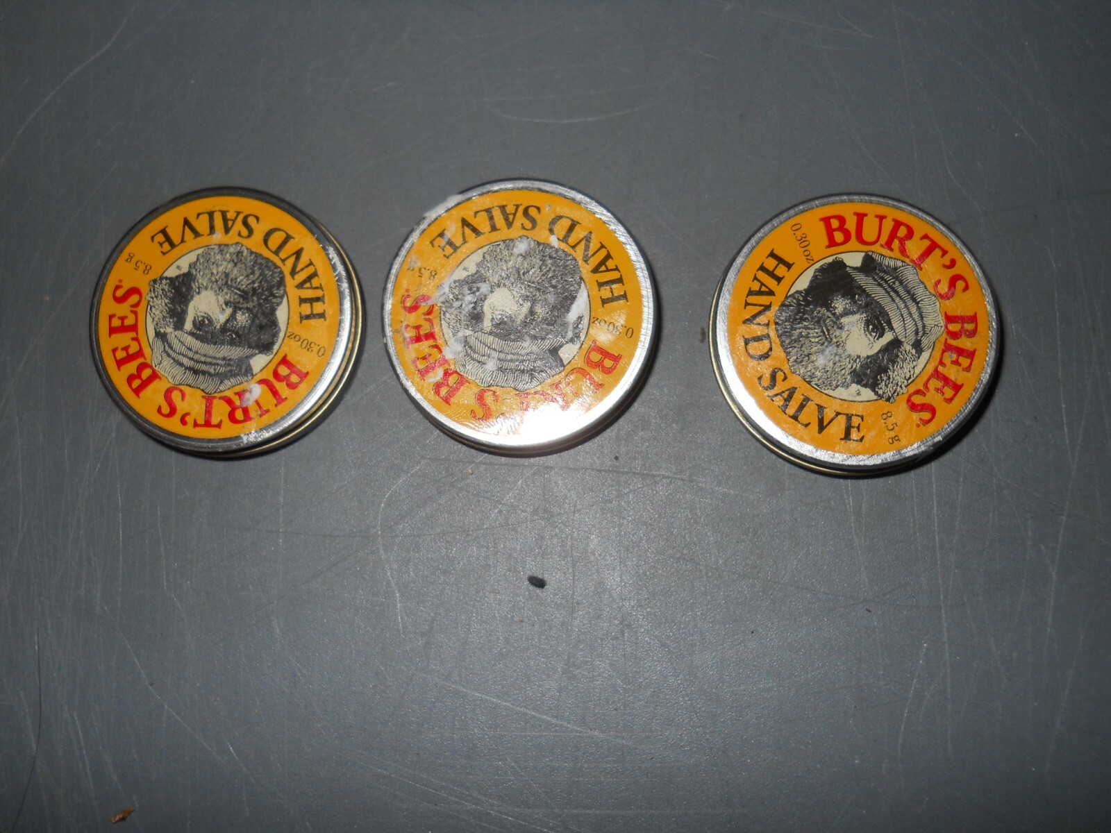 Lot of 3 Burt’s Bees Hand Salve .30 0z./8.5g.Travel Size Tin (B54)